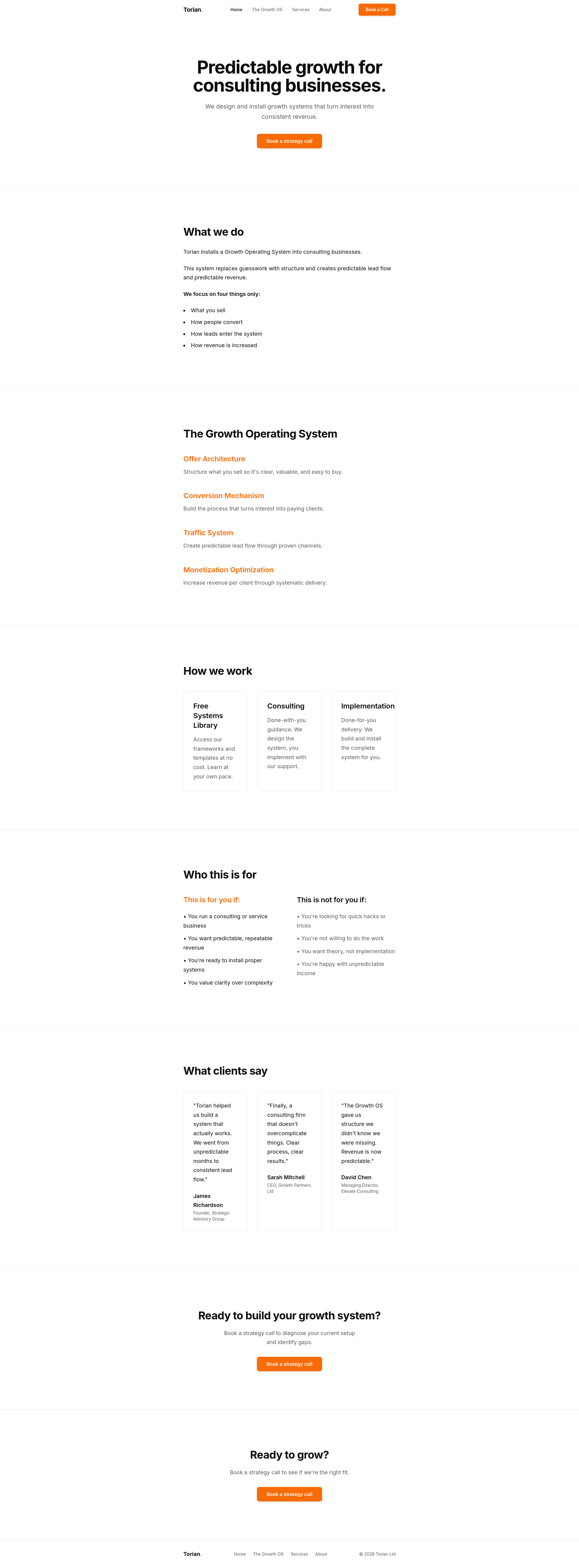 Torian LTD | Outbound & Revenue Systems Consulting