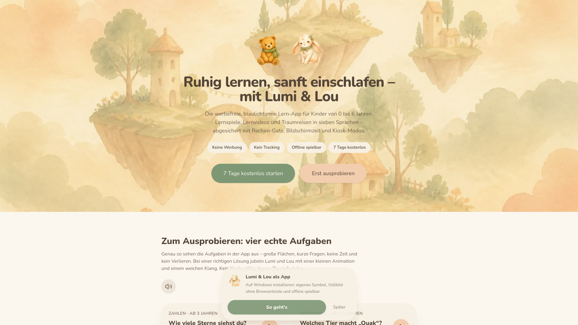 Vorschau des Projekts Lumi & Lou – ruhige Lern-App für Kinder von 0 bis 6 Jahren