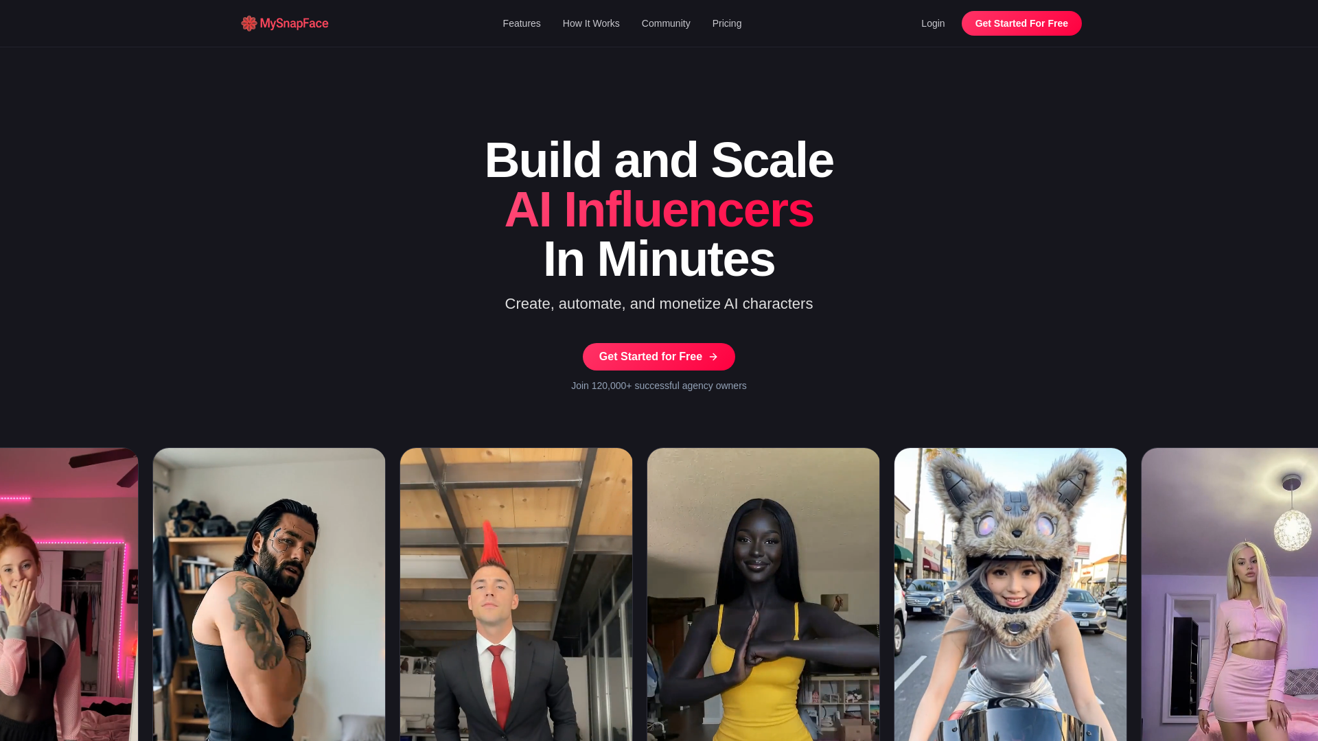 MySnapFace AI influencer platform