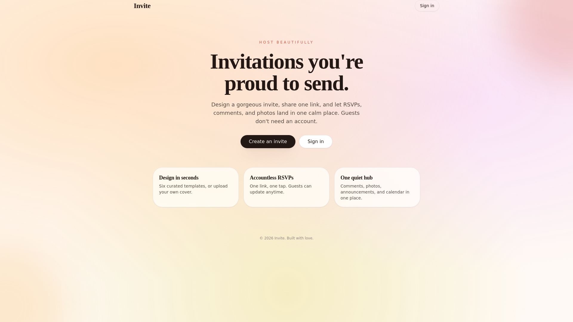 I built Invite — a free RSVP tool with no sign-up or email required, not even your phone number ju logo