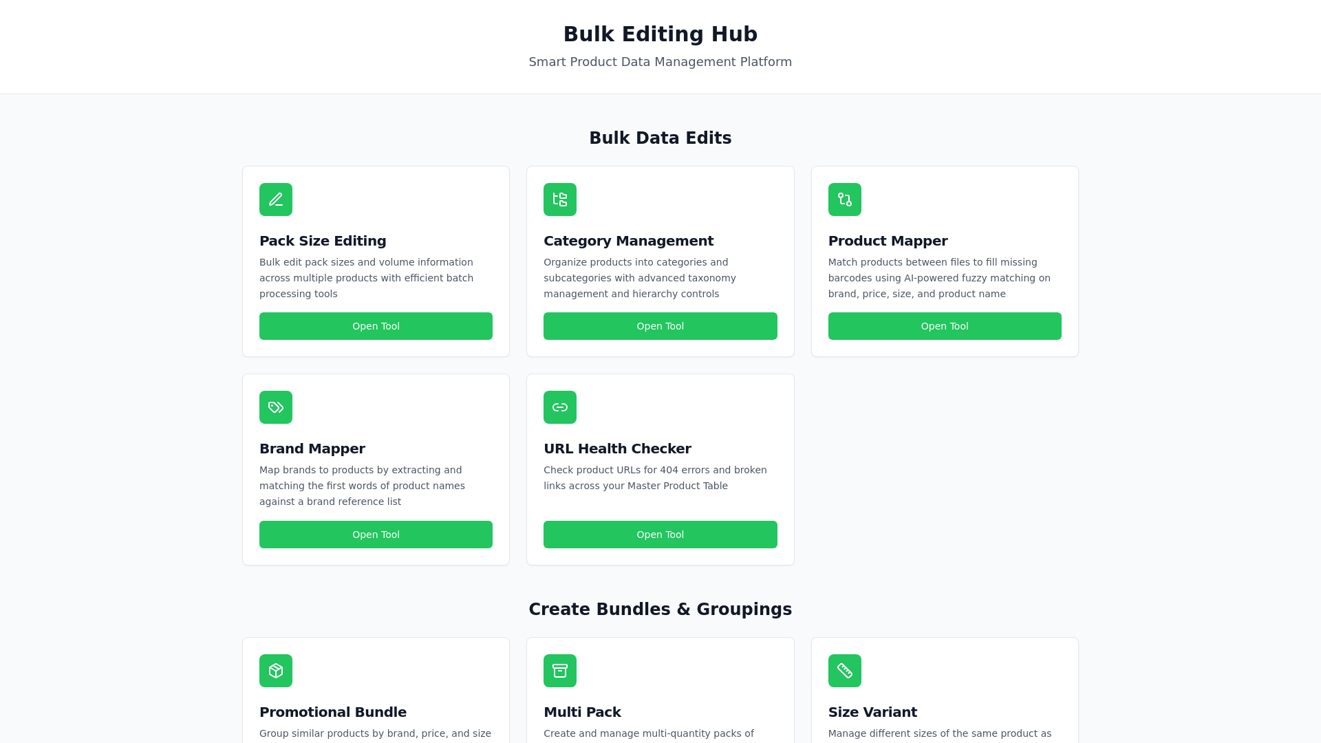 Bulk Editing Hub - Smart Product Data Management