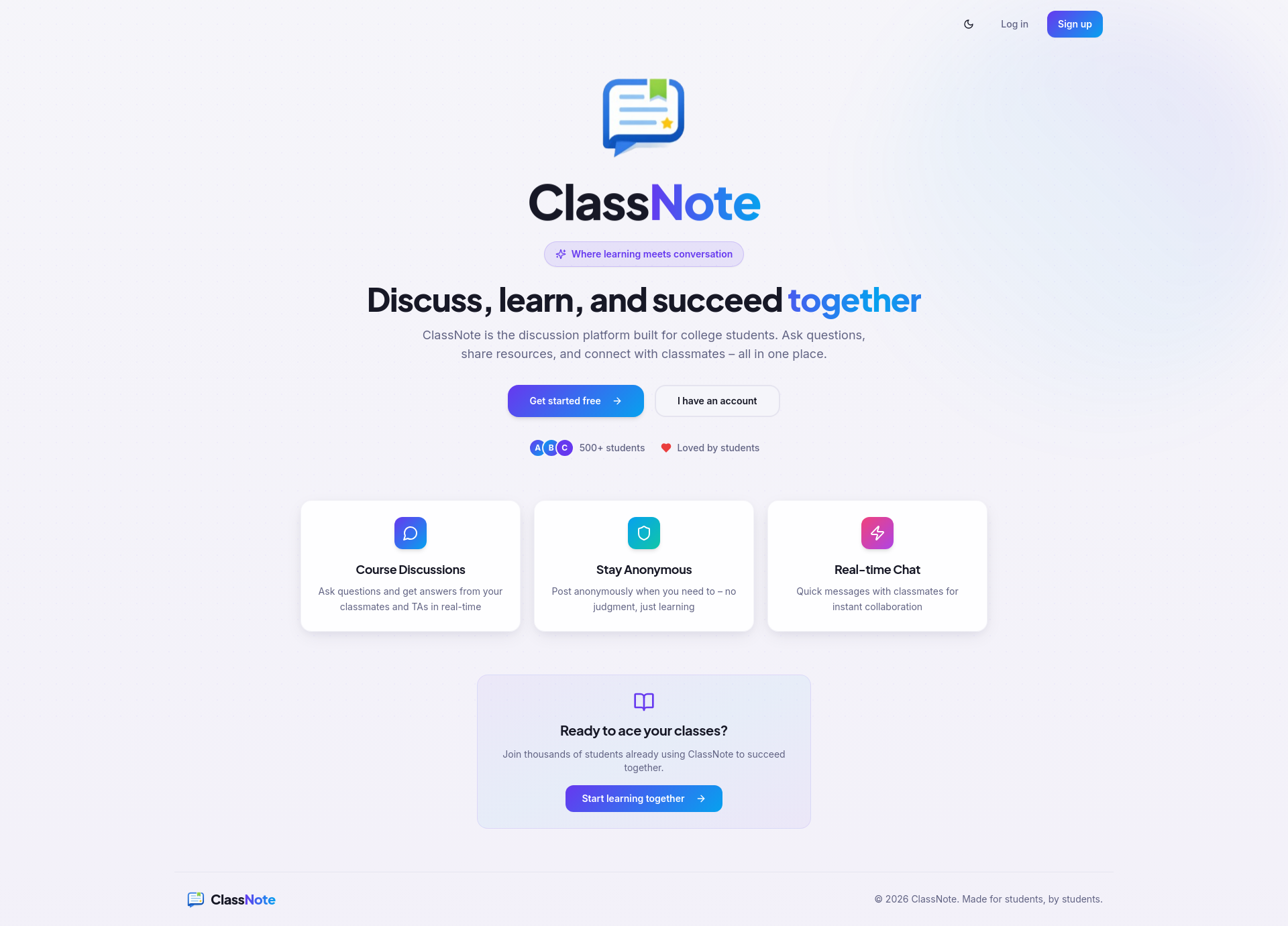 ClassNote - College Discussion Platform