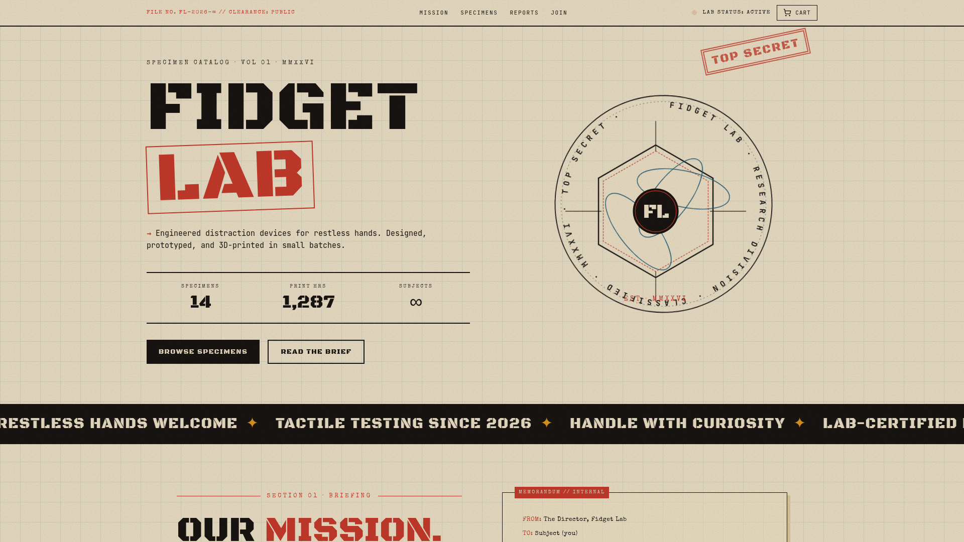 Fidget Lab Fidget Lab — Engineered fidgets for restless hands
