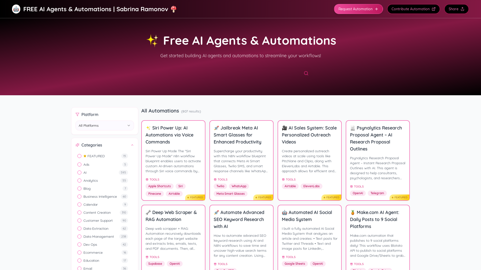 Free AI Agents & Automations