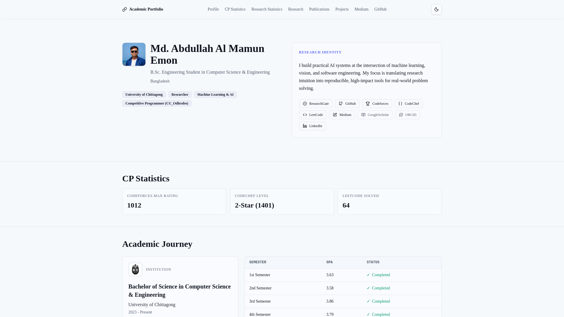 Academic Portfolio | Md. Abdullah Al Mamun Emon