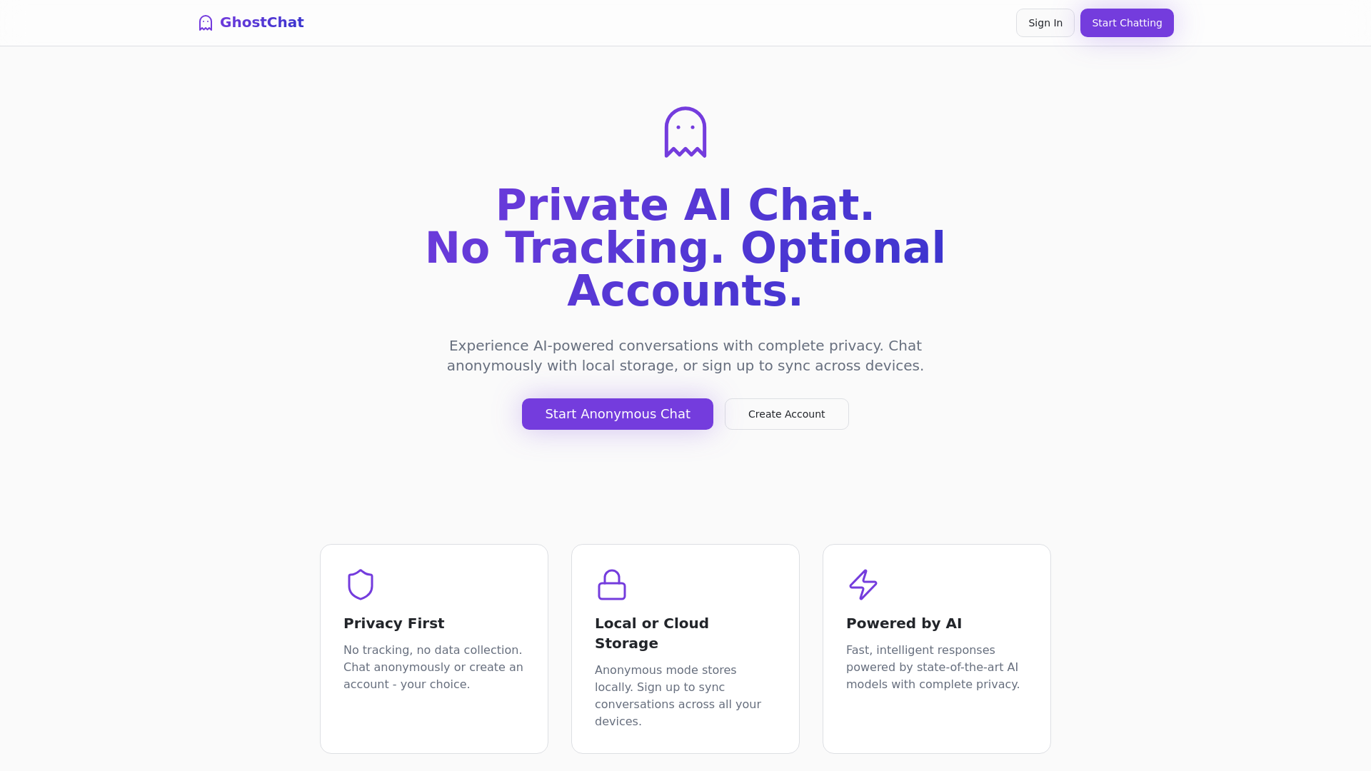 GhostChat - Private AI Chat with No Tracking