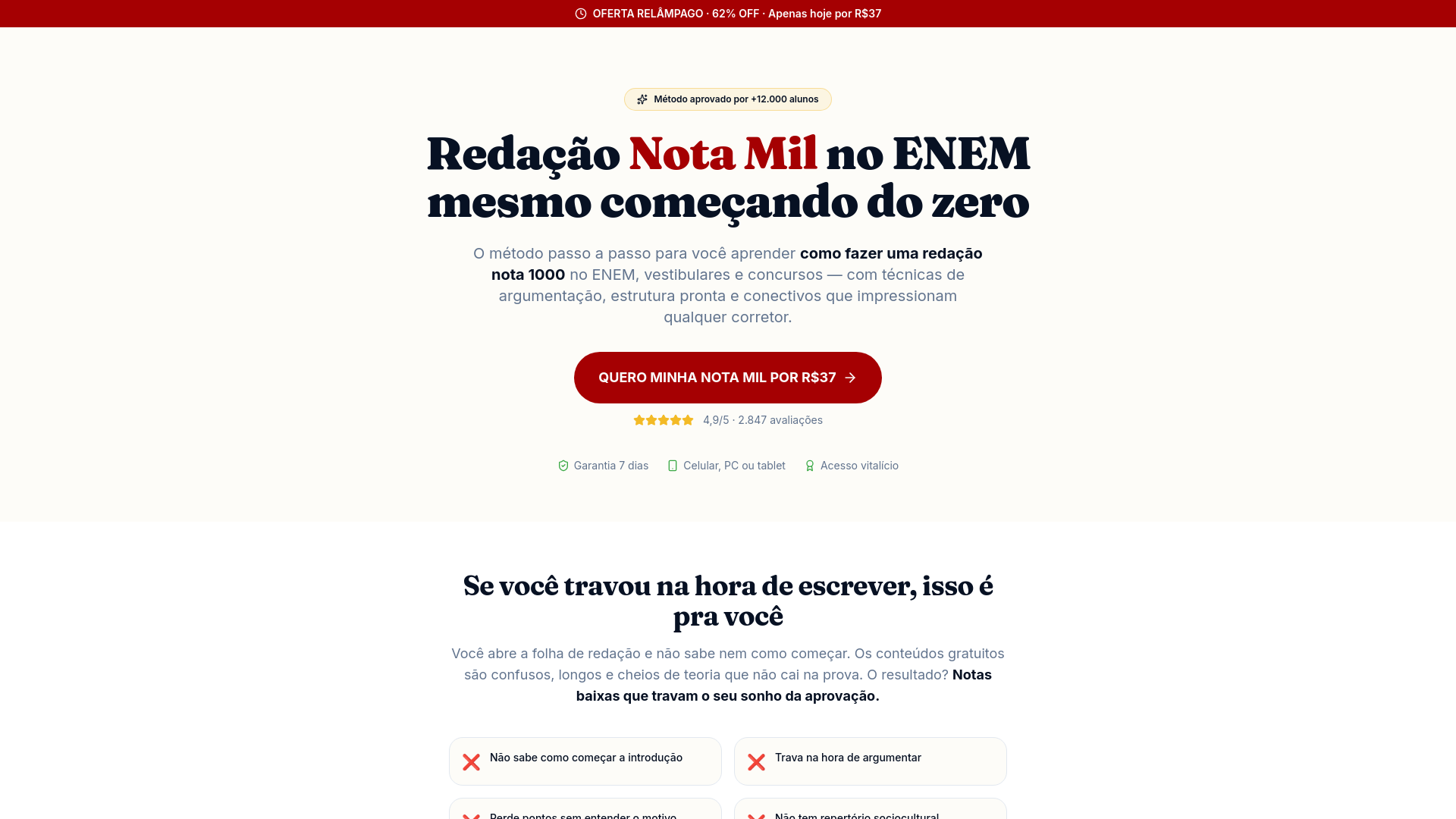 Redação Nota Mil – Curso Completo para Tirar Nota Alta no ENEM e Vestibulares