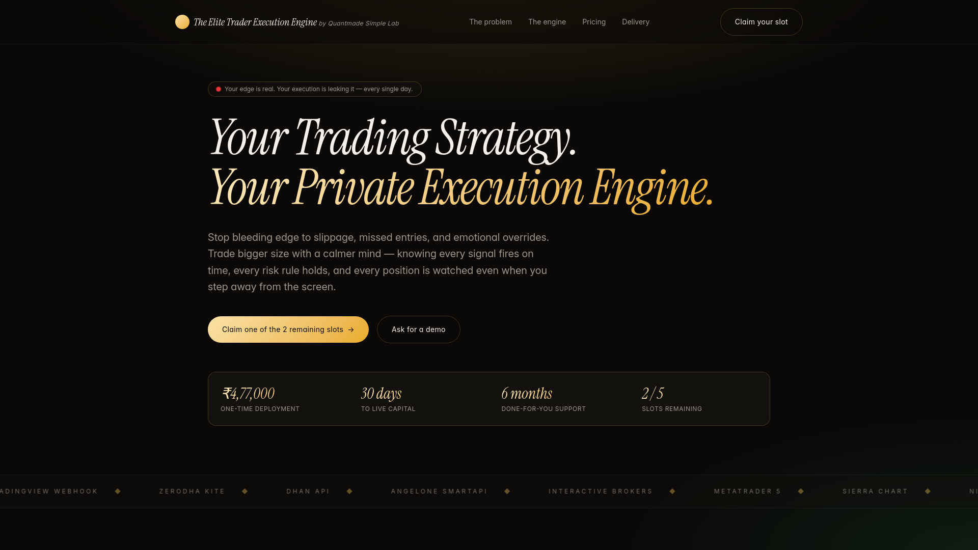 Your Trading Strategy. Your Private Execution Engine.