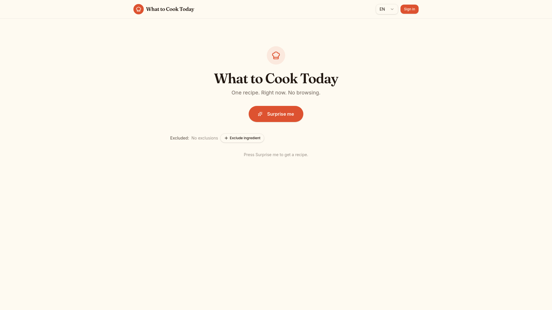 What to Cook Today — One recipe, right now