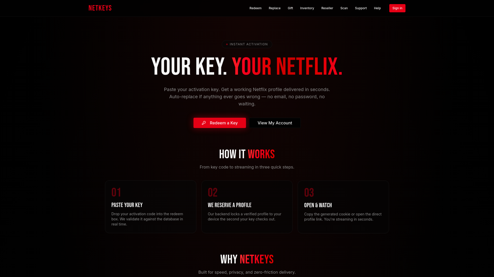 NetKeys — Instant Netflix Account Activation
