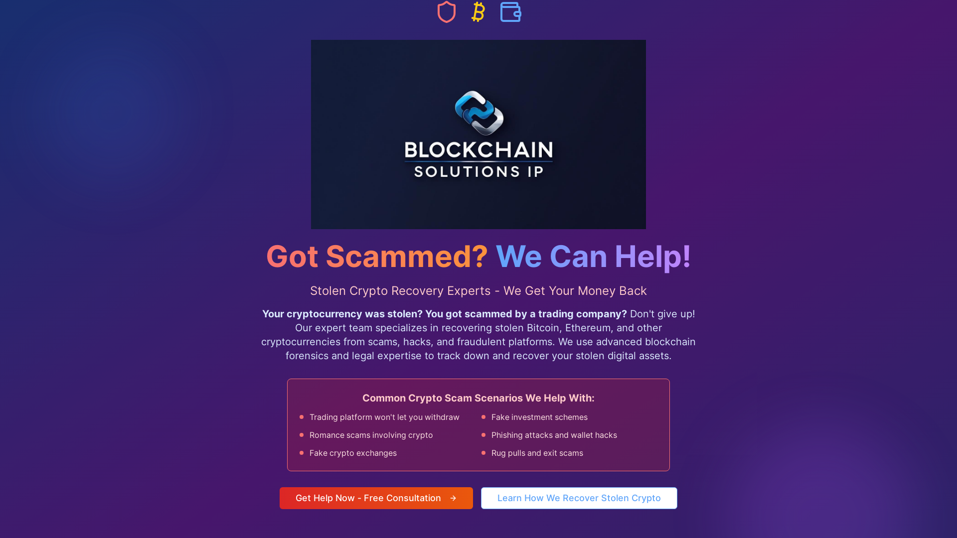 Blockchain Solutions IP | #1 Stolen Crypto Recovery Service | Get Your  Scammed Cryptocurrency Back