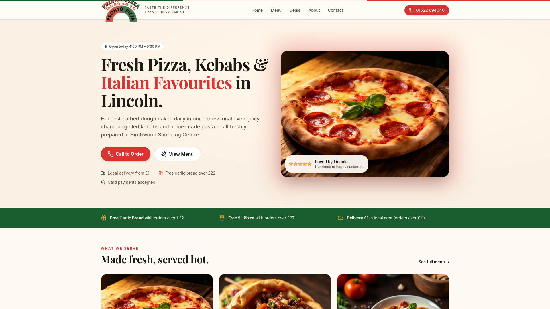 Pronto Pizza in Lincoln