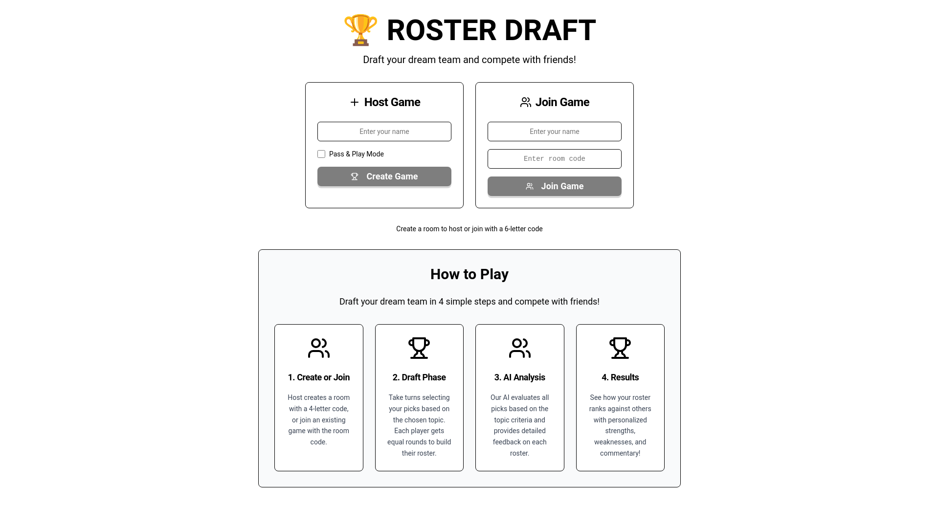 Roster | Draft & Compete | Build your dream team!