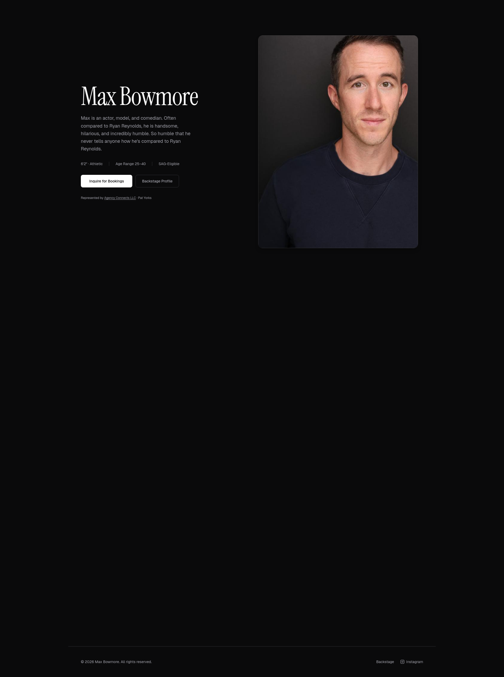 Max Actor Max Bowmore — Actor & Model | Philadelphia