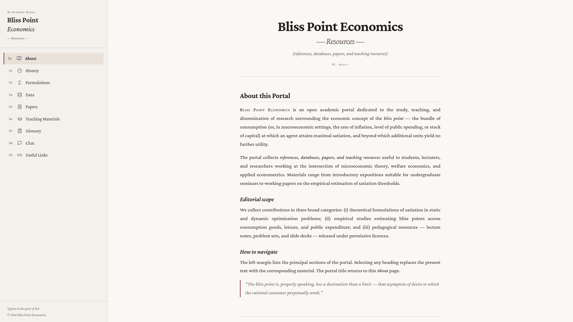 Bliss Point Economics — Resources