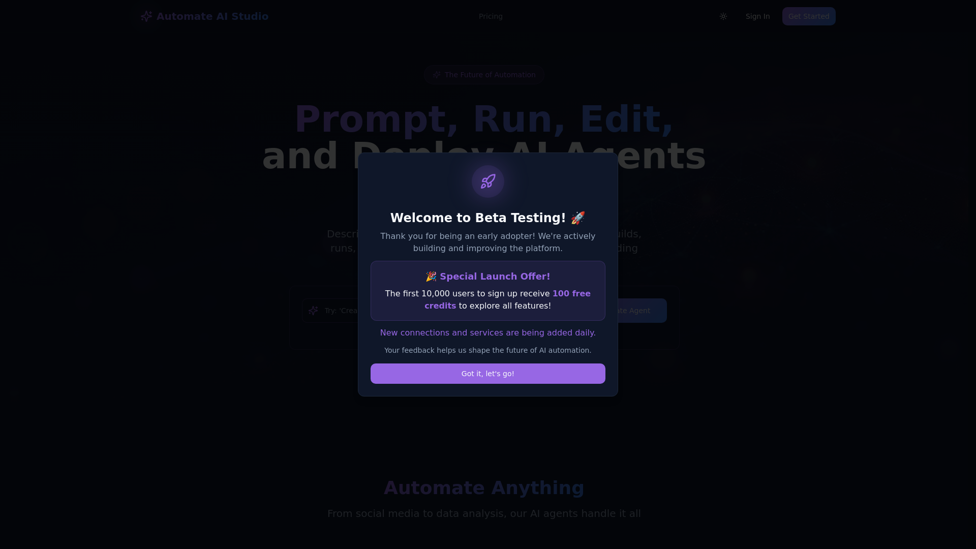 Automate AI Studio - Prompt, Run, Edit, Deploy AI Agents