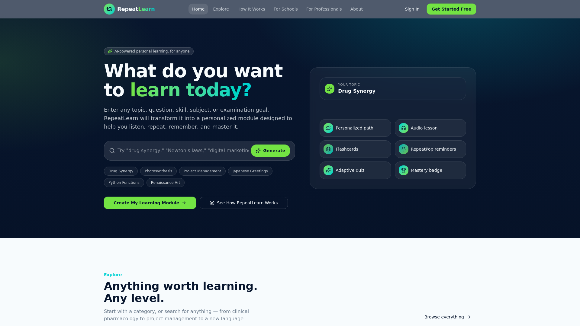 Repeat Lesson RepeatLearn — Learn Anything. Remember for Life.