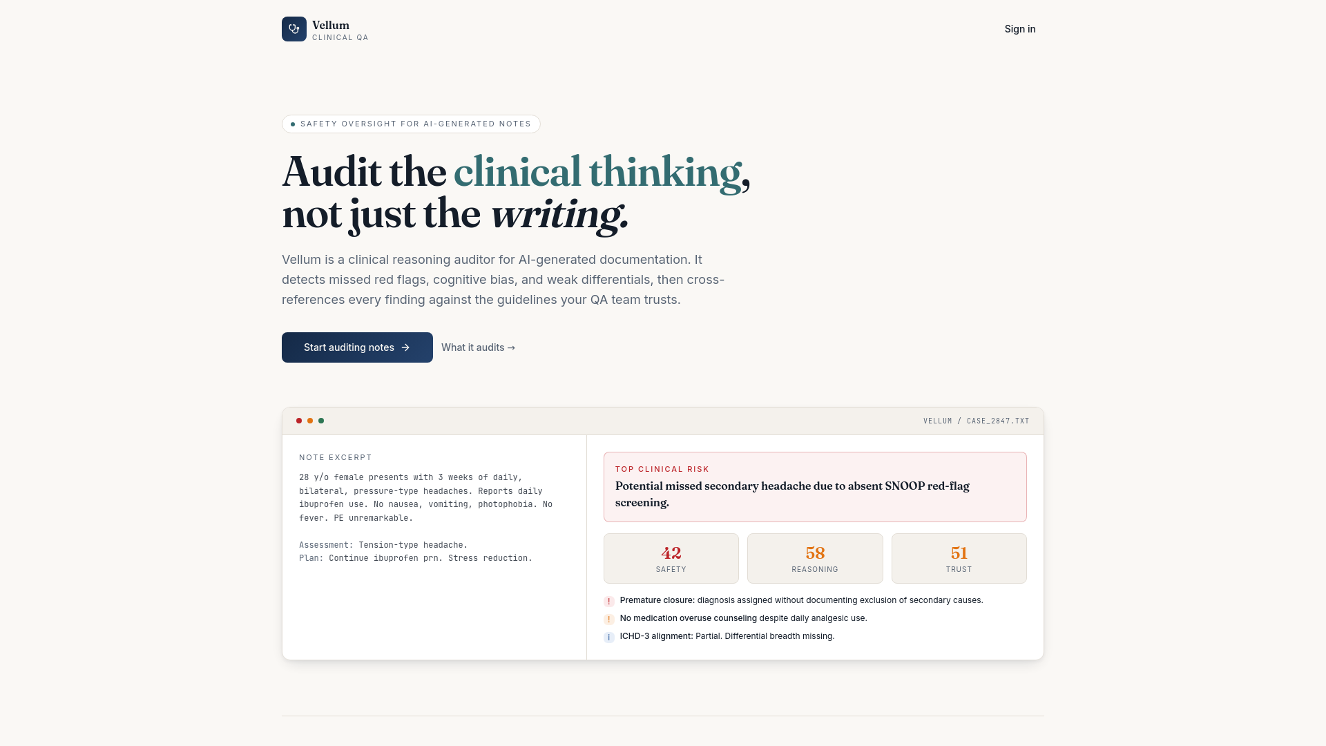 Vellum — Validation infrastructure for clinical documentation AI