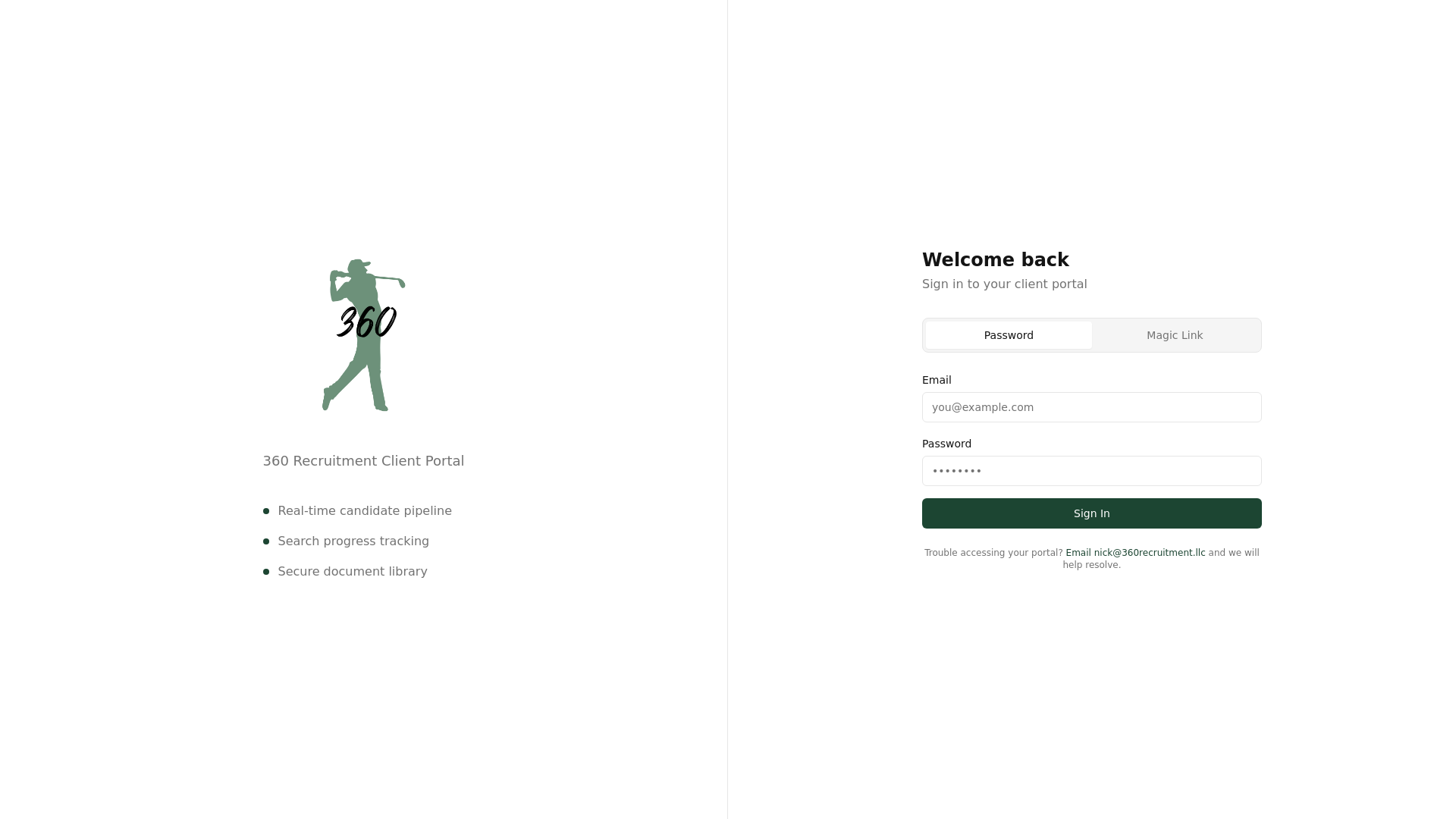 360 Recruitment | Client Portal