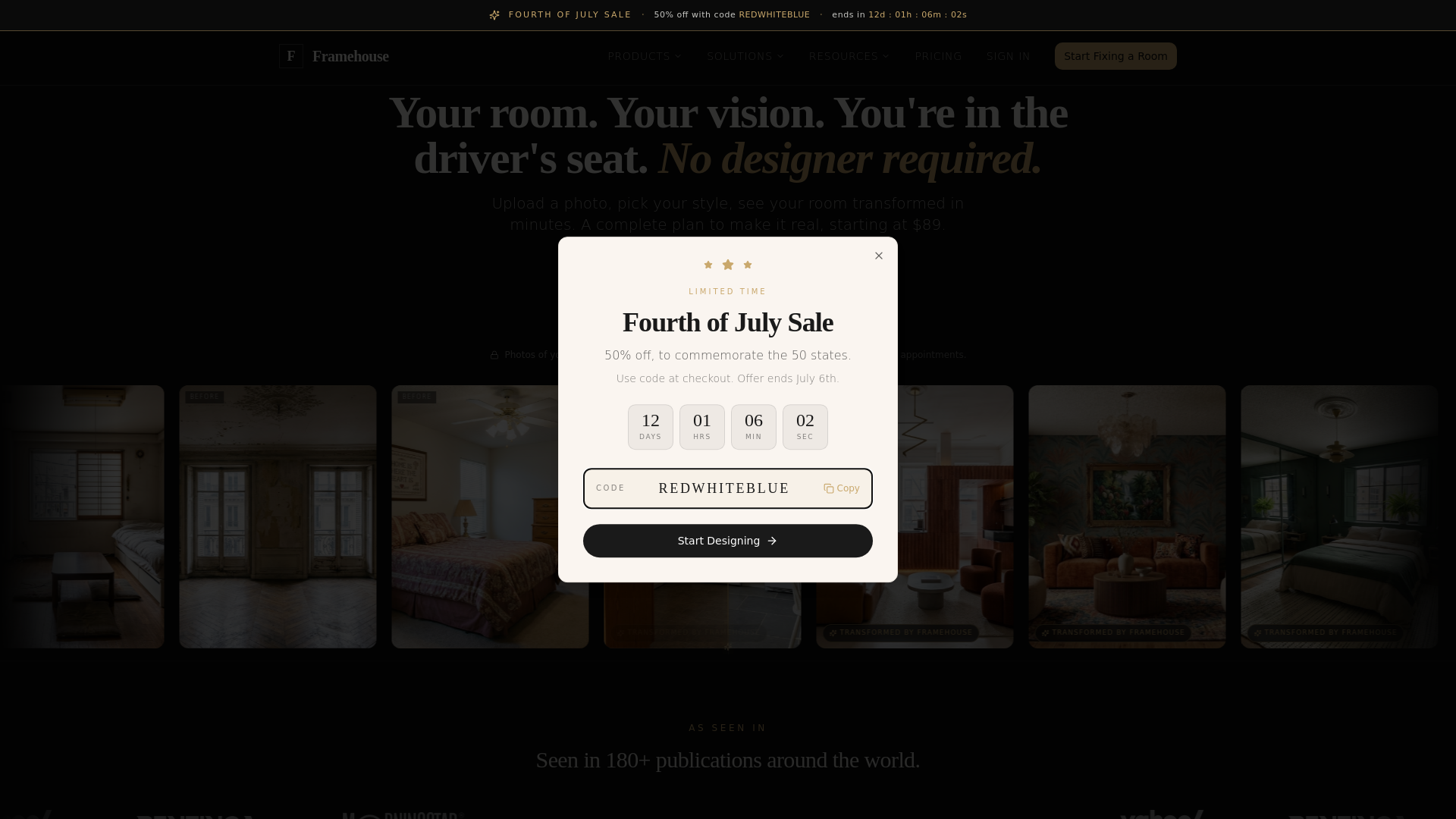 Screenshot of Framehouse Design, Photo-based interior and exterior redesign with a built-in project plan