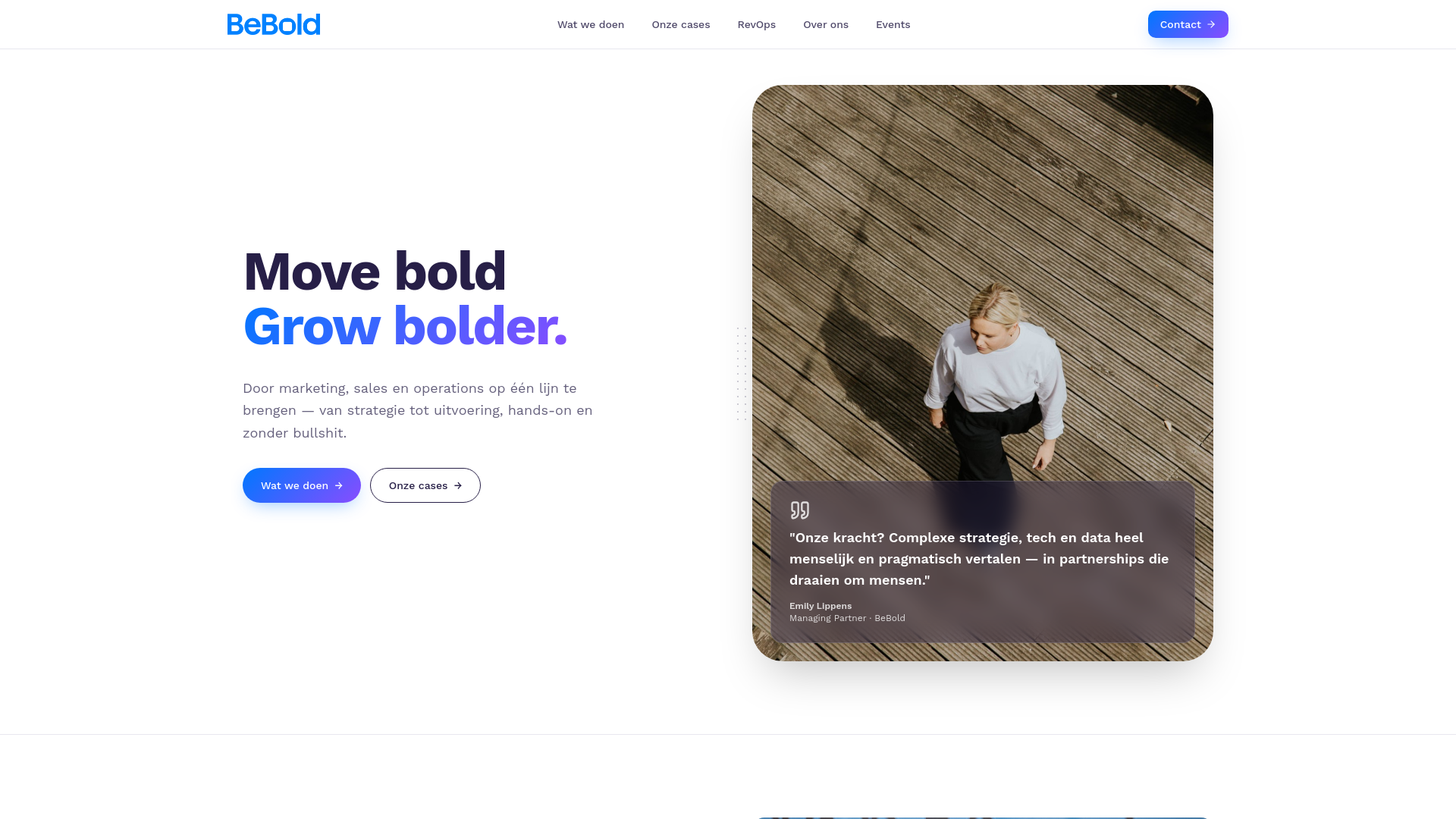 BeBold — RevOps Agency in België | Marketing × Sales × Ops