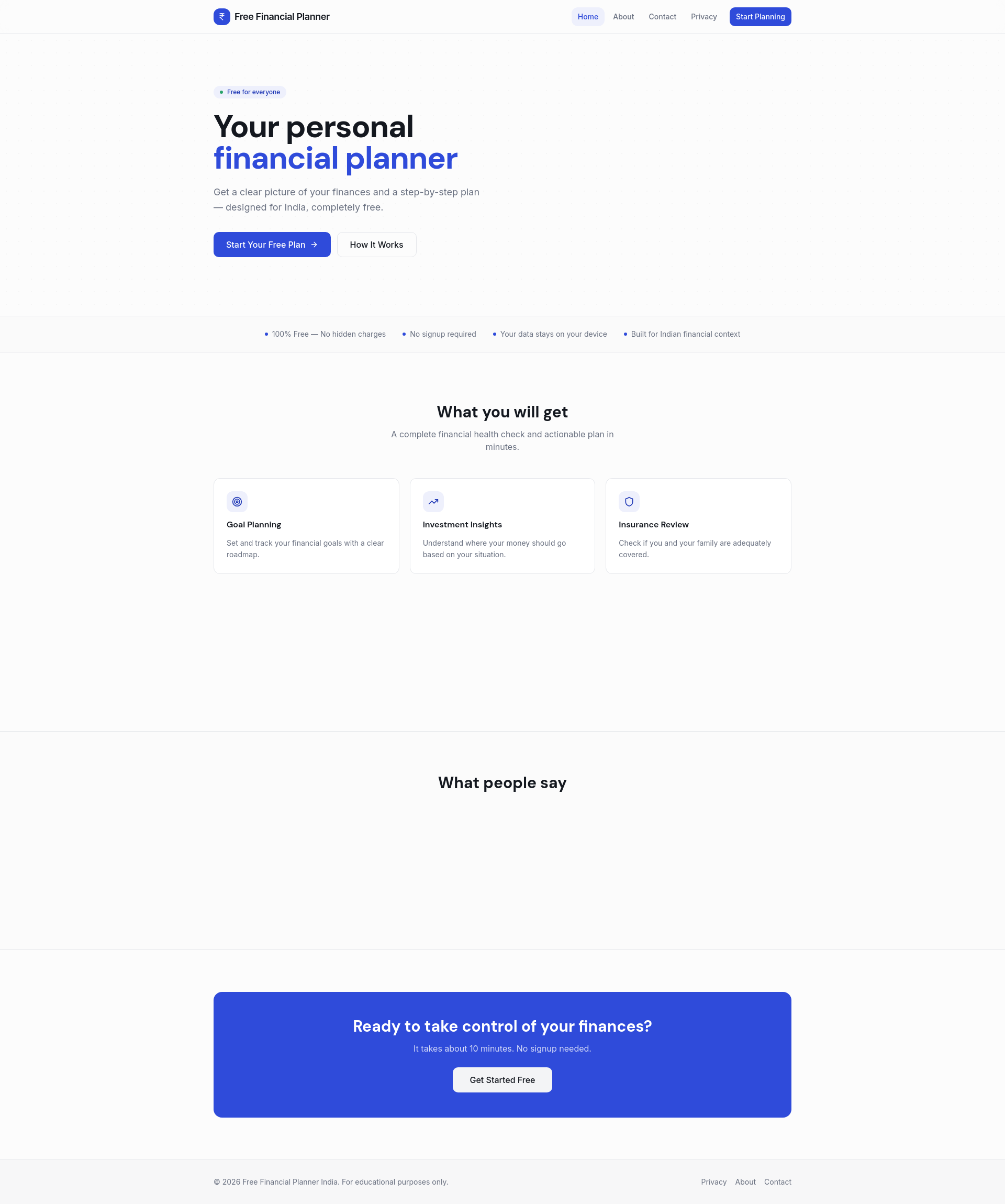 Your Financial Report — Free Financial Planner India