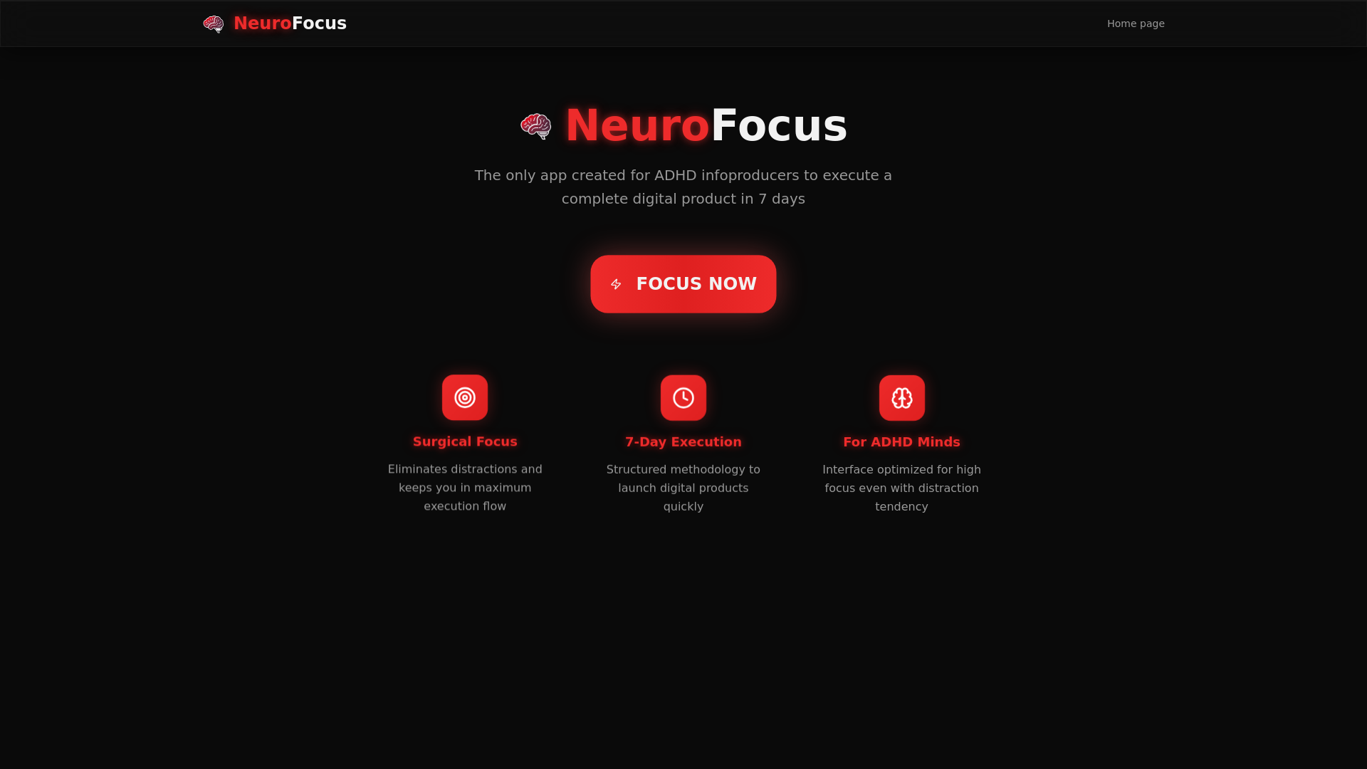 Neurofocus NeuroFocus - App de Produtividade Premium para Infoprodutores TDAH
