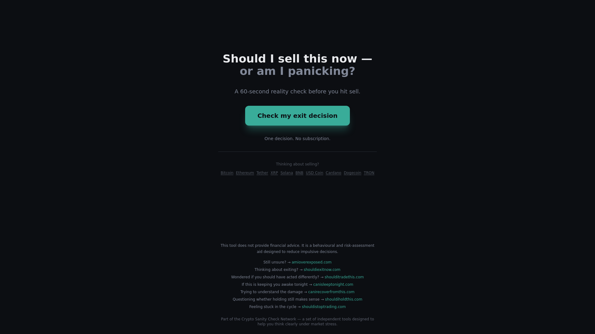 Should I Sell This Now? | Panic-Free Crypto Exit Check