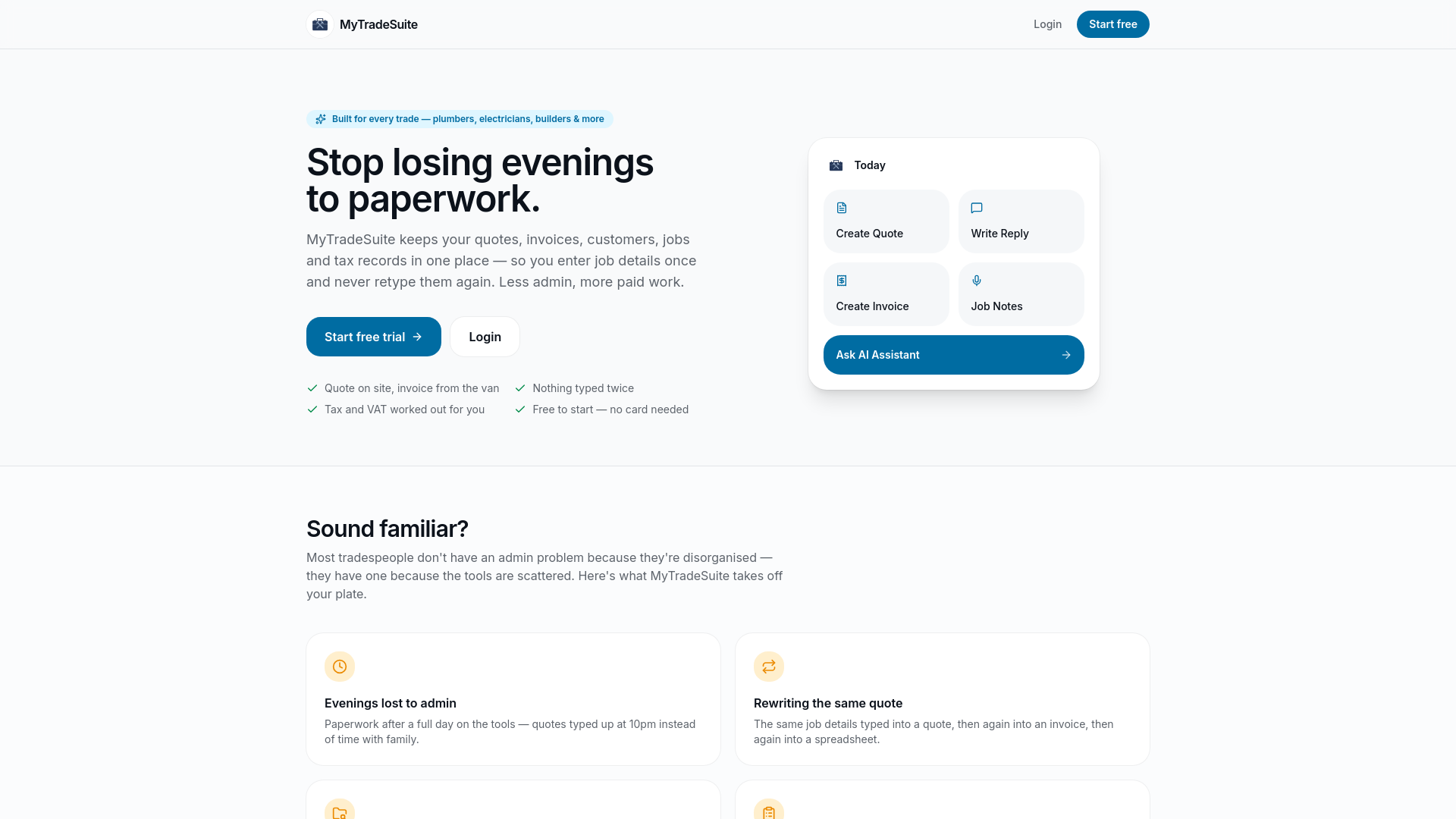 Built a website to make admin easier for tradespeople – would love your thoughts logo