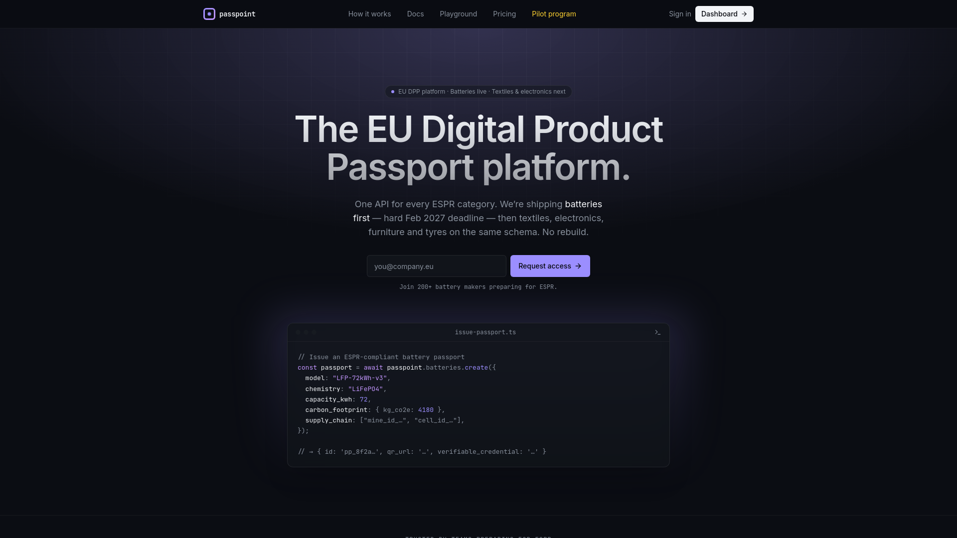Passpoint — Digital Product Passport API for batteries