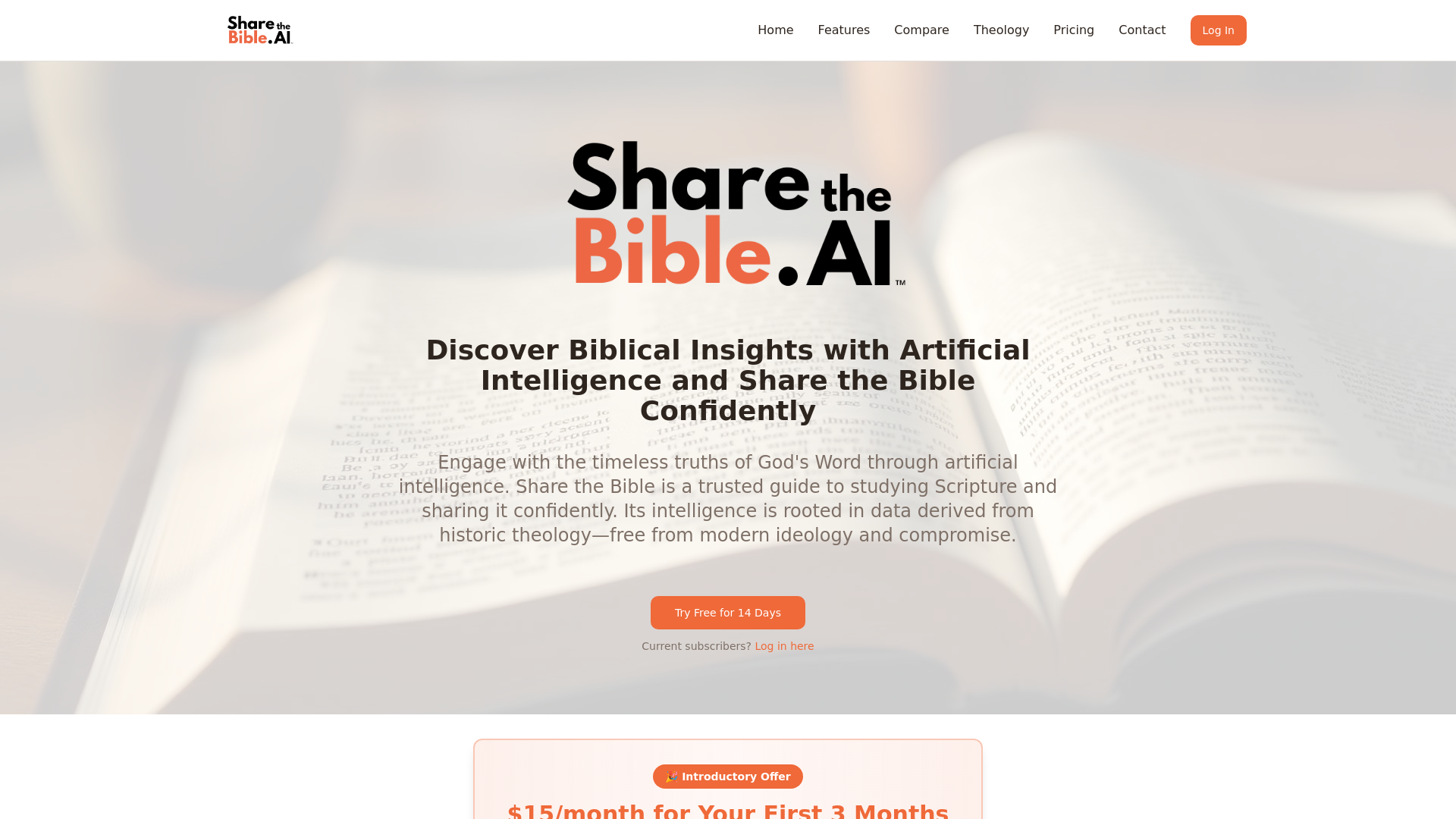 Share the Bible — AI Bible Study Assistant Grounded in Historic Theology
