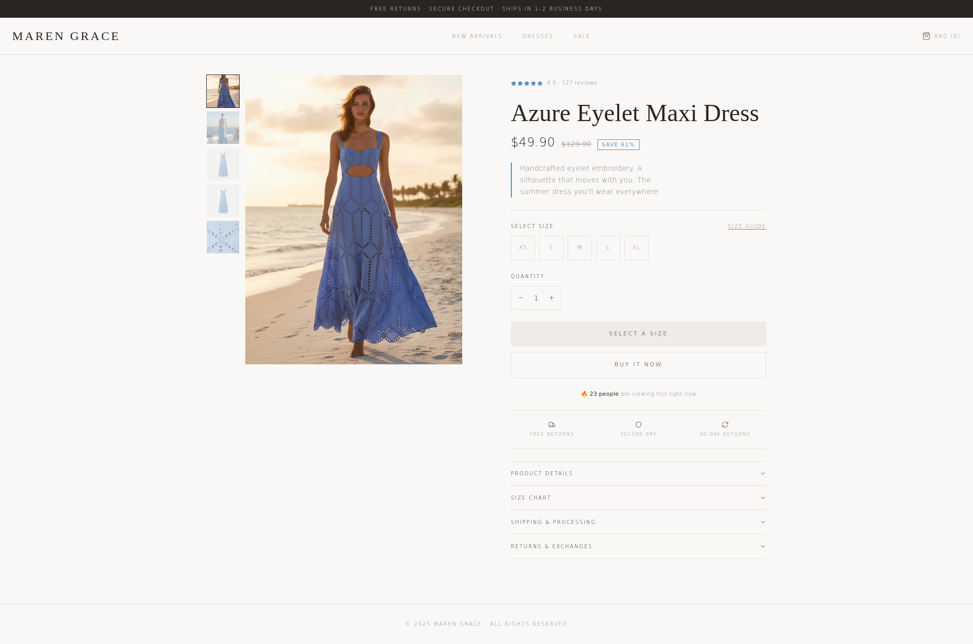 maren embroidered maxi dress Naomi Printed Embroidered Lace Up Cami Midi Dress main image 1