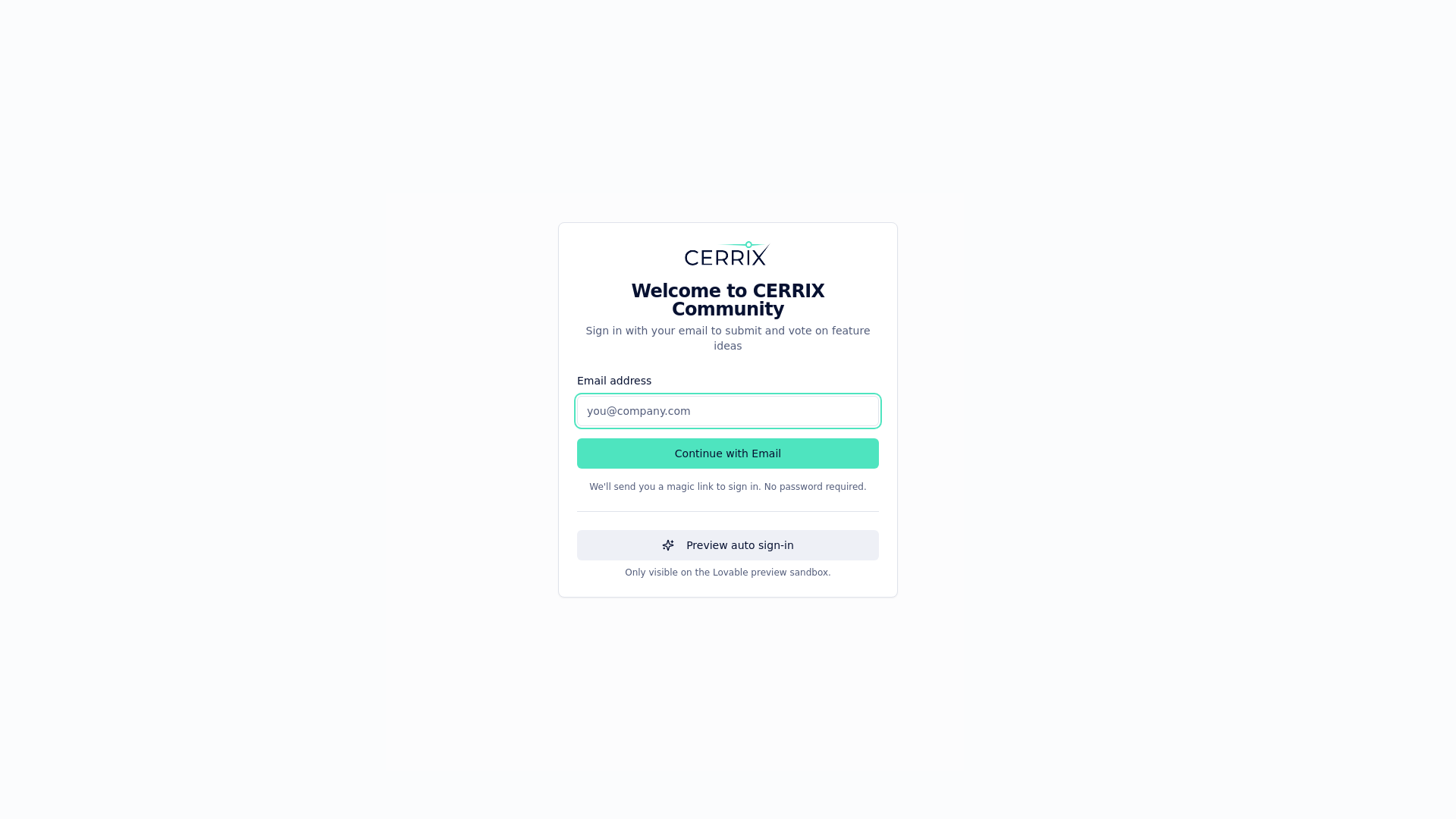 Sign in · CERRIX Community