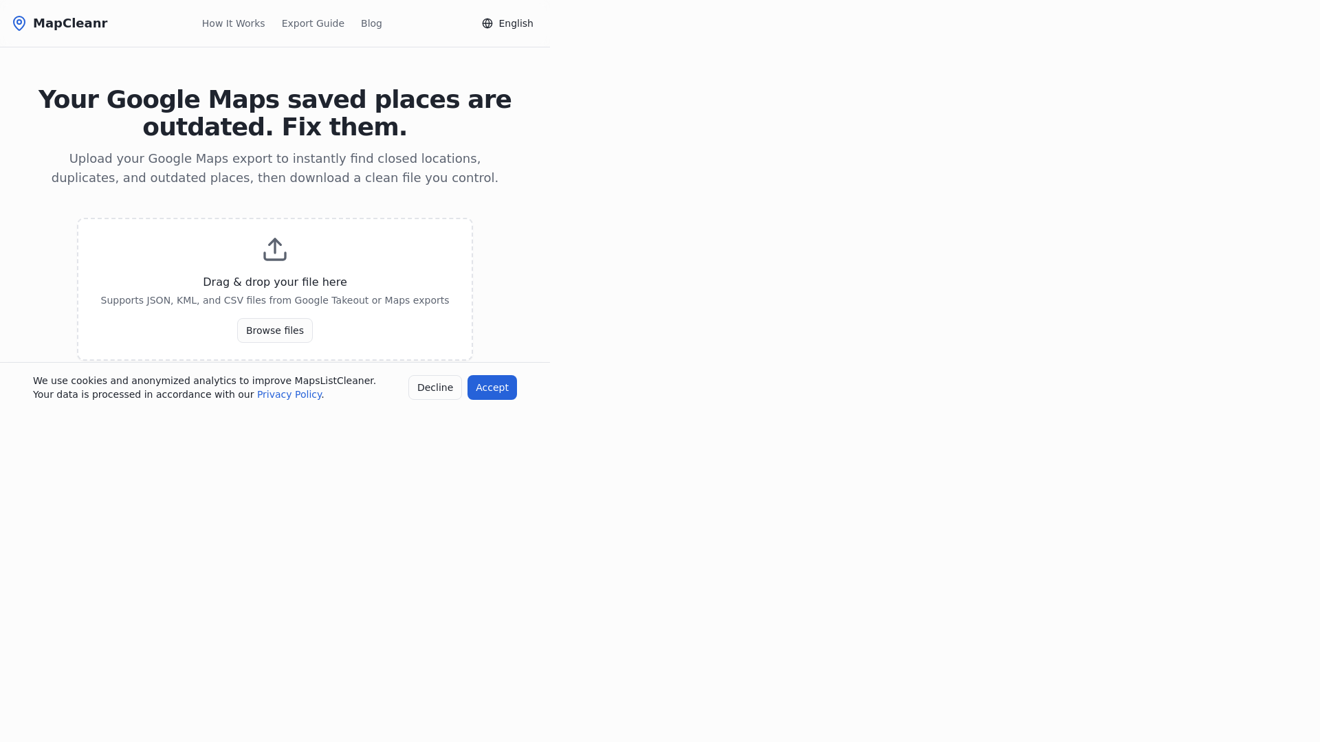 MapCleanr - Clean up your Google Maps lists