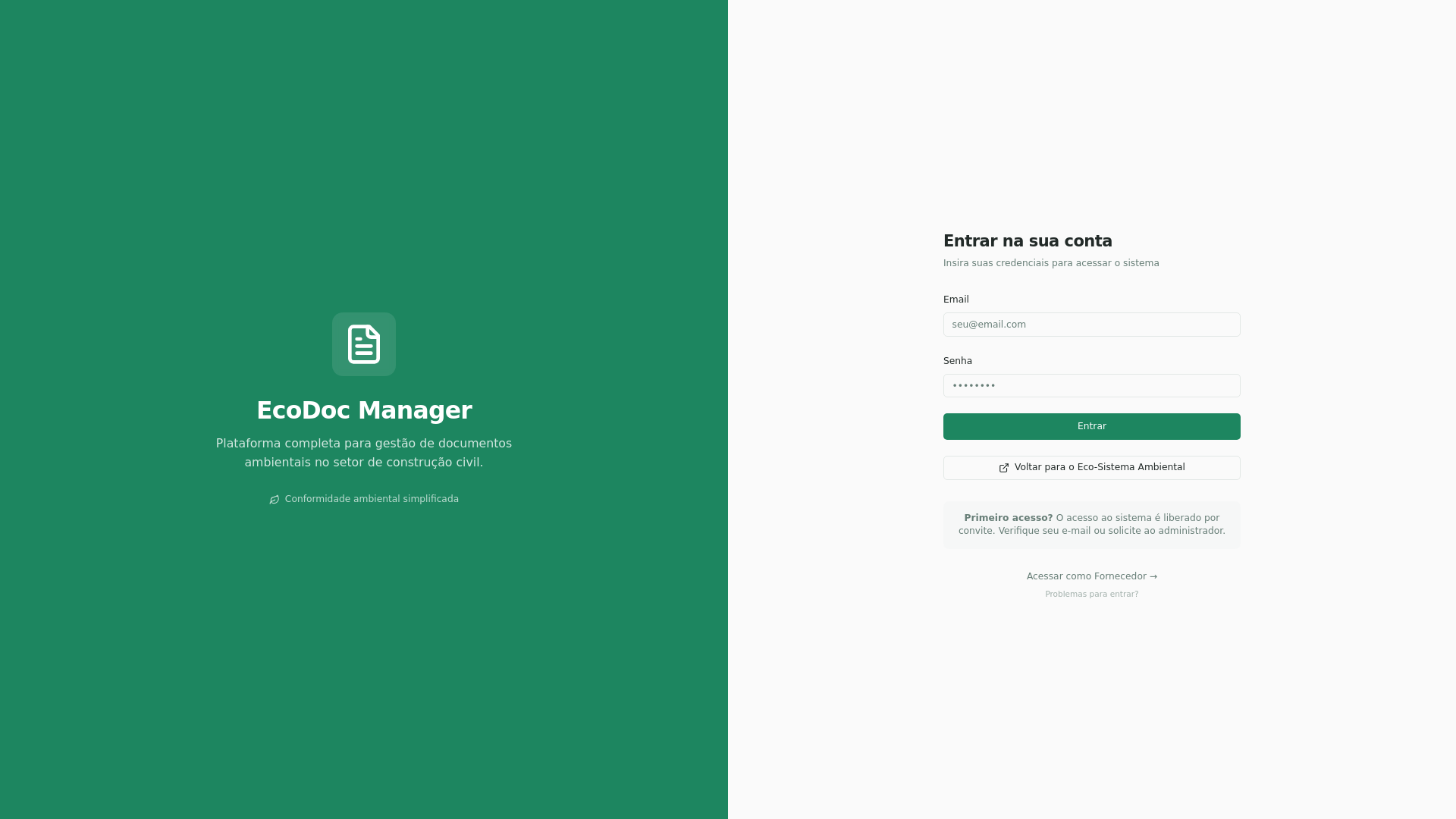 EcoDoc Manager - Gestão de Documentos Ambientais