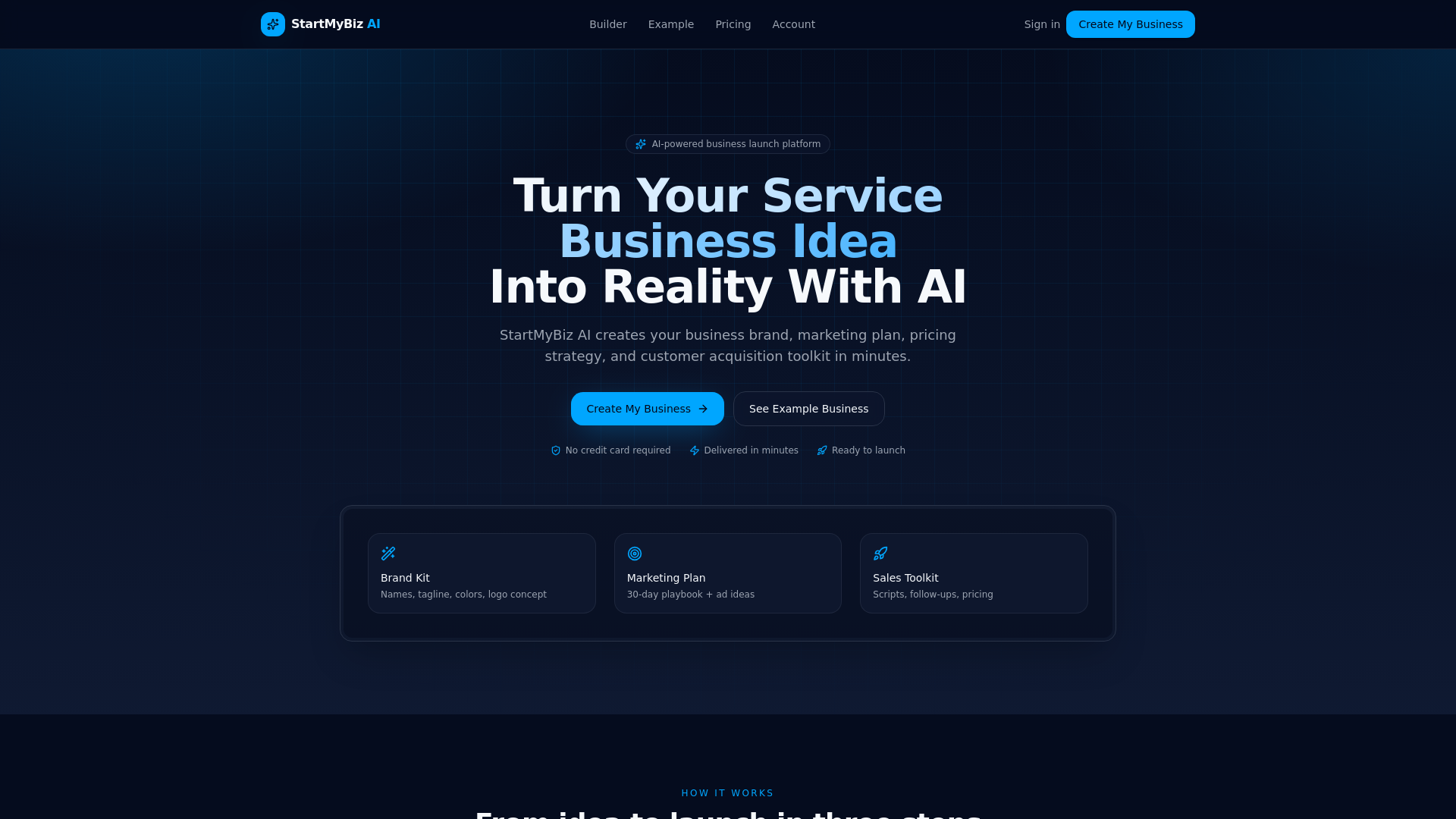 StartMyBiz AI — 官网预览图