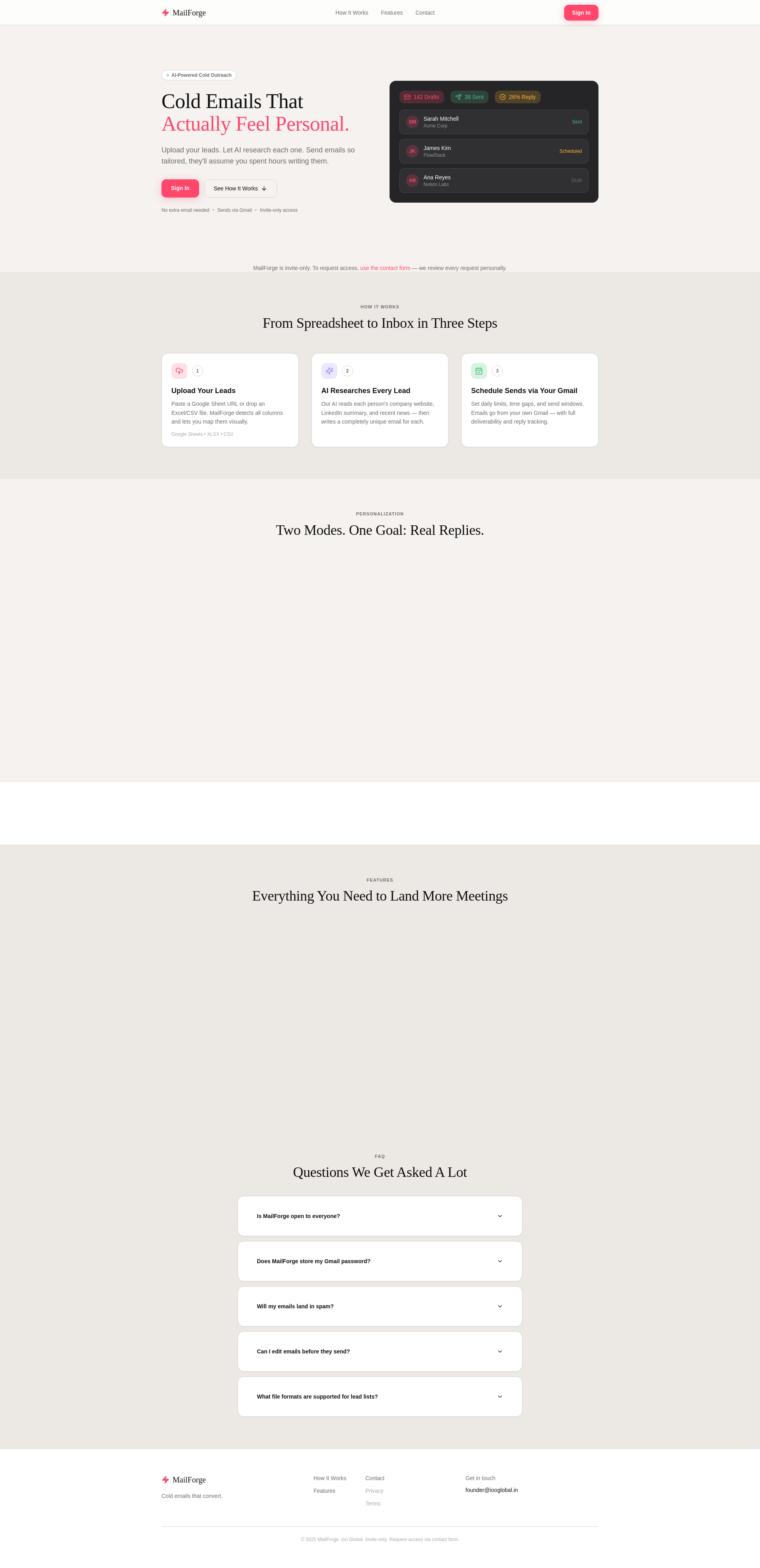 MailForge — Cold Emails That Don't Feel Cold