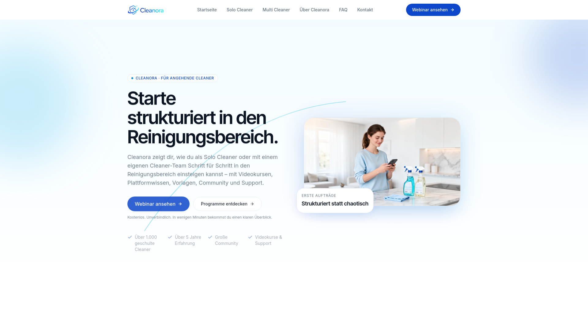 Cleanora – Strukturiert in den Reinigungsbereich starten