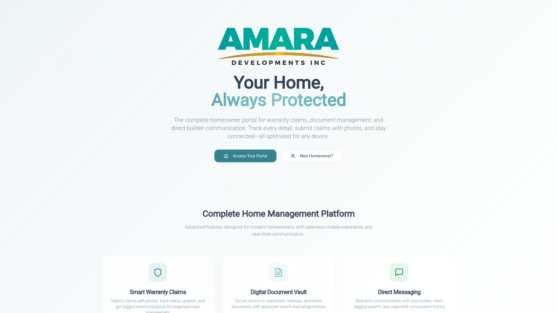 Amara Developments - Customer Portal