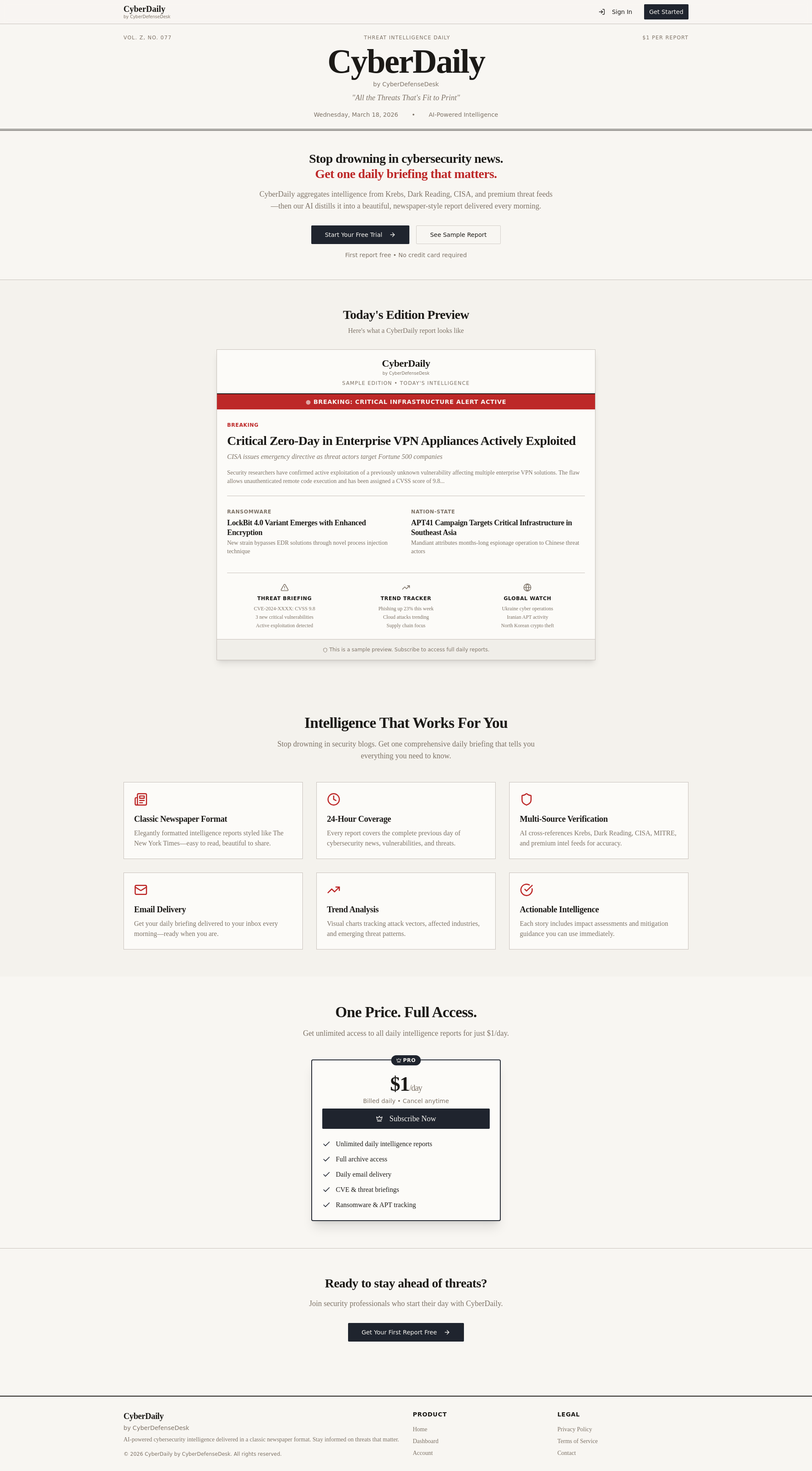 CyberDaily by CyberDefenseDesk - Daily Cybersecurity Intelligence
