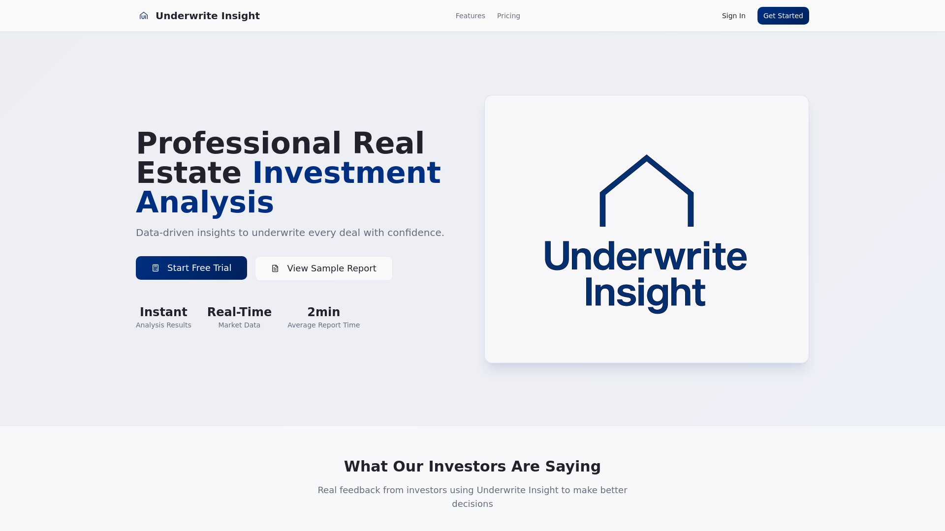 Underwrite Underwrite Insight - Professional Real Estate Investment Analysis