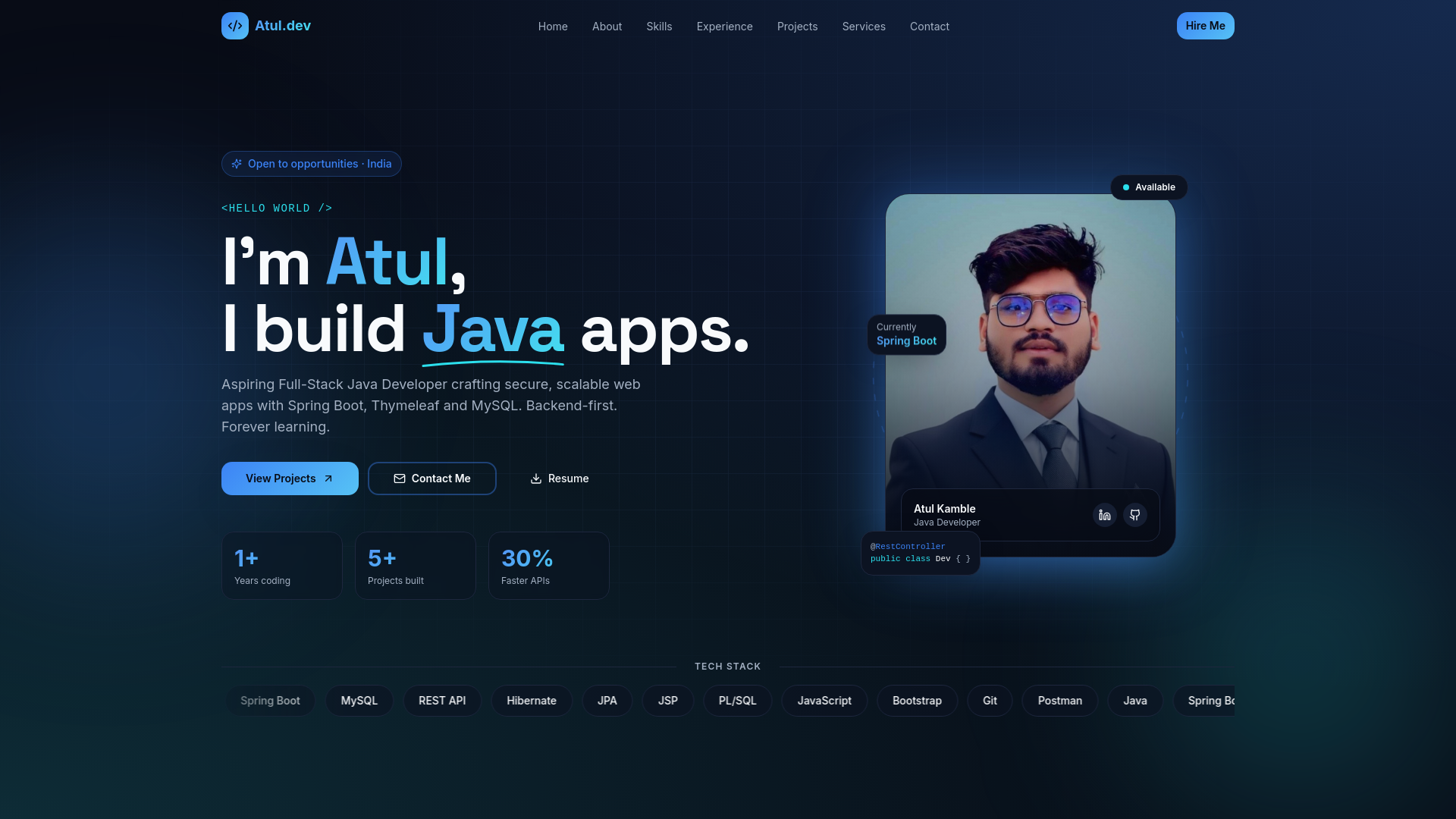 Atul Kamble — Full-Stack Java Developer Portfolio