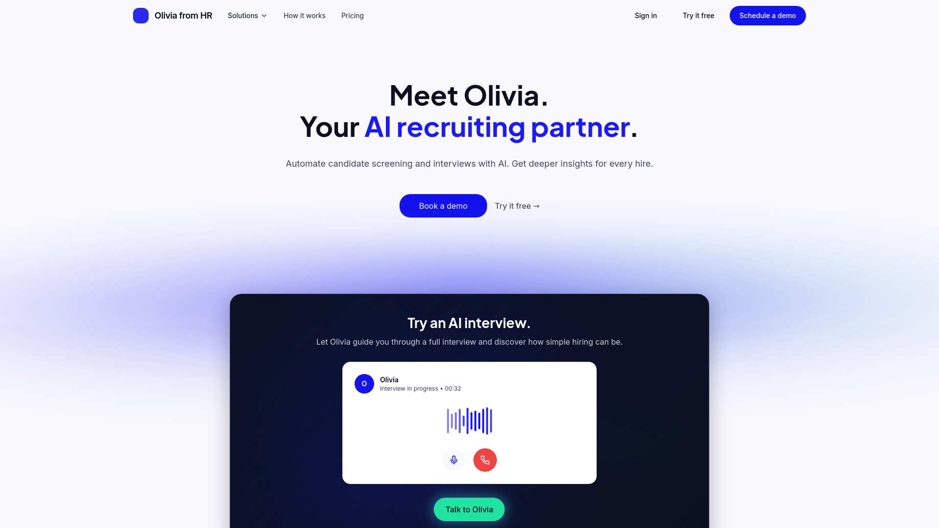 Olivia from HR — AI recruiting, faster hires