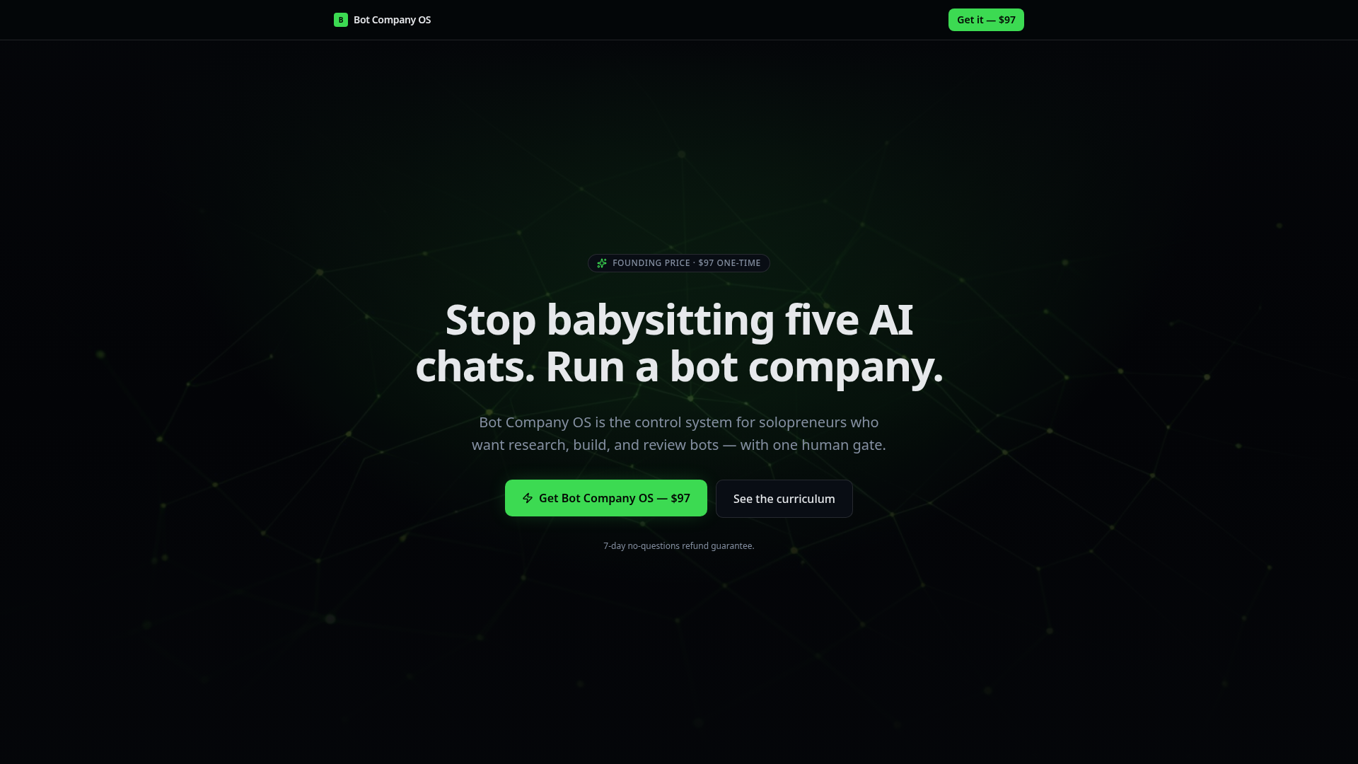 Bot Company OS — Run a one-person company with an AI bot team