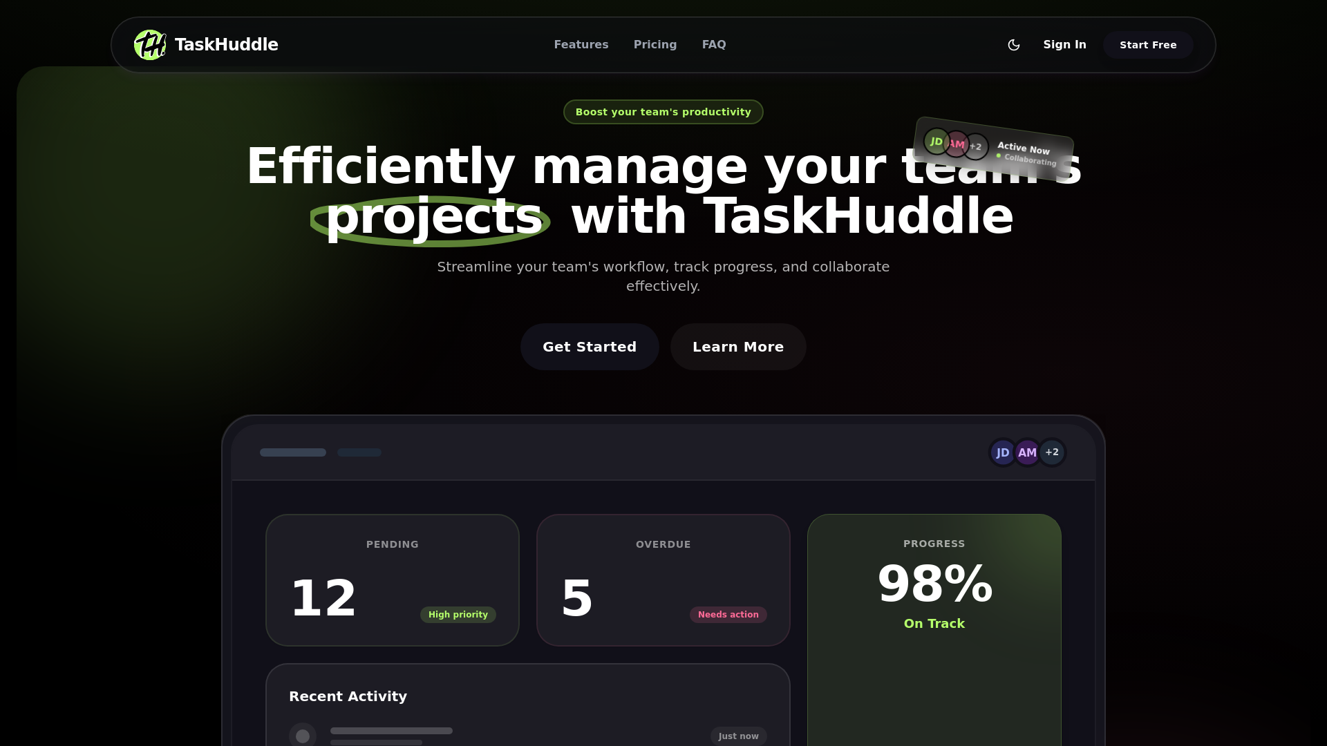 TaskHuddle.io Screenshot