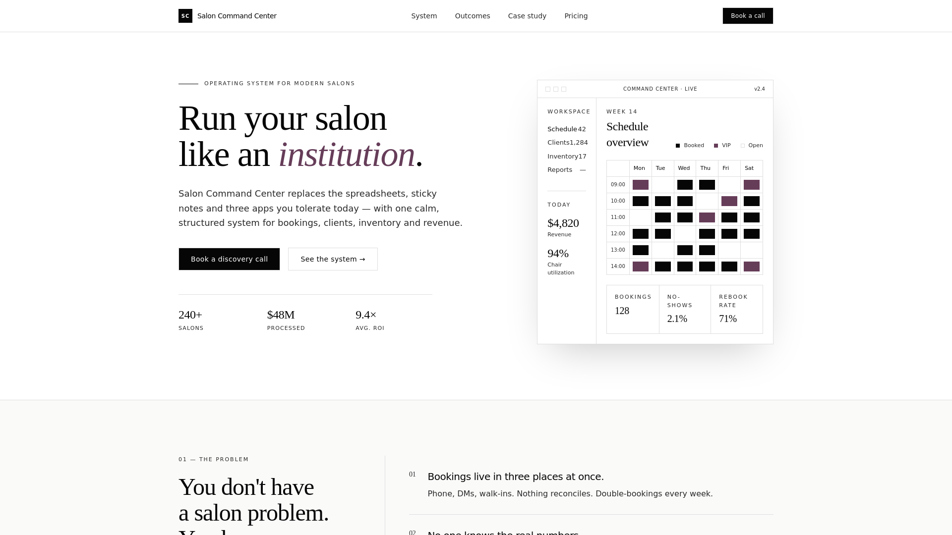 Salon OS (Landing Redesign) screenshot