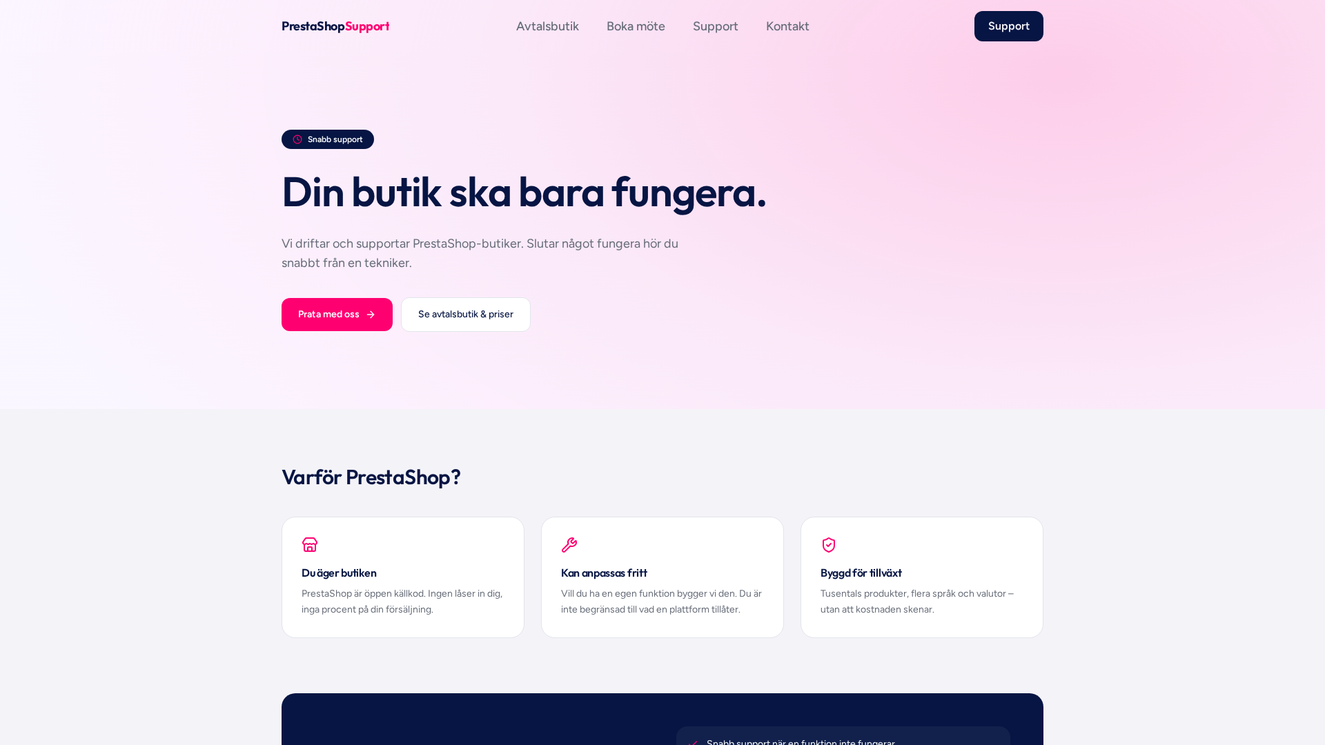 PrestaShop Support website preview