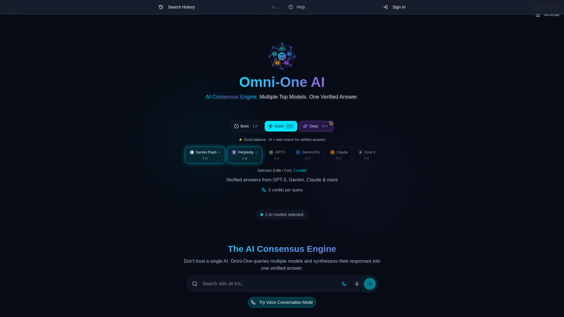 Omni-One AI - Multi-AI Search Engine
