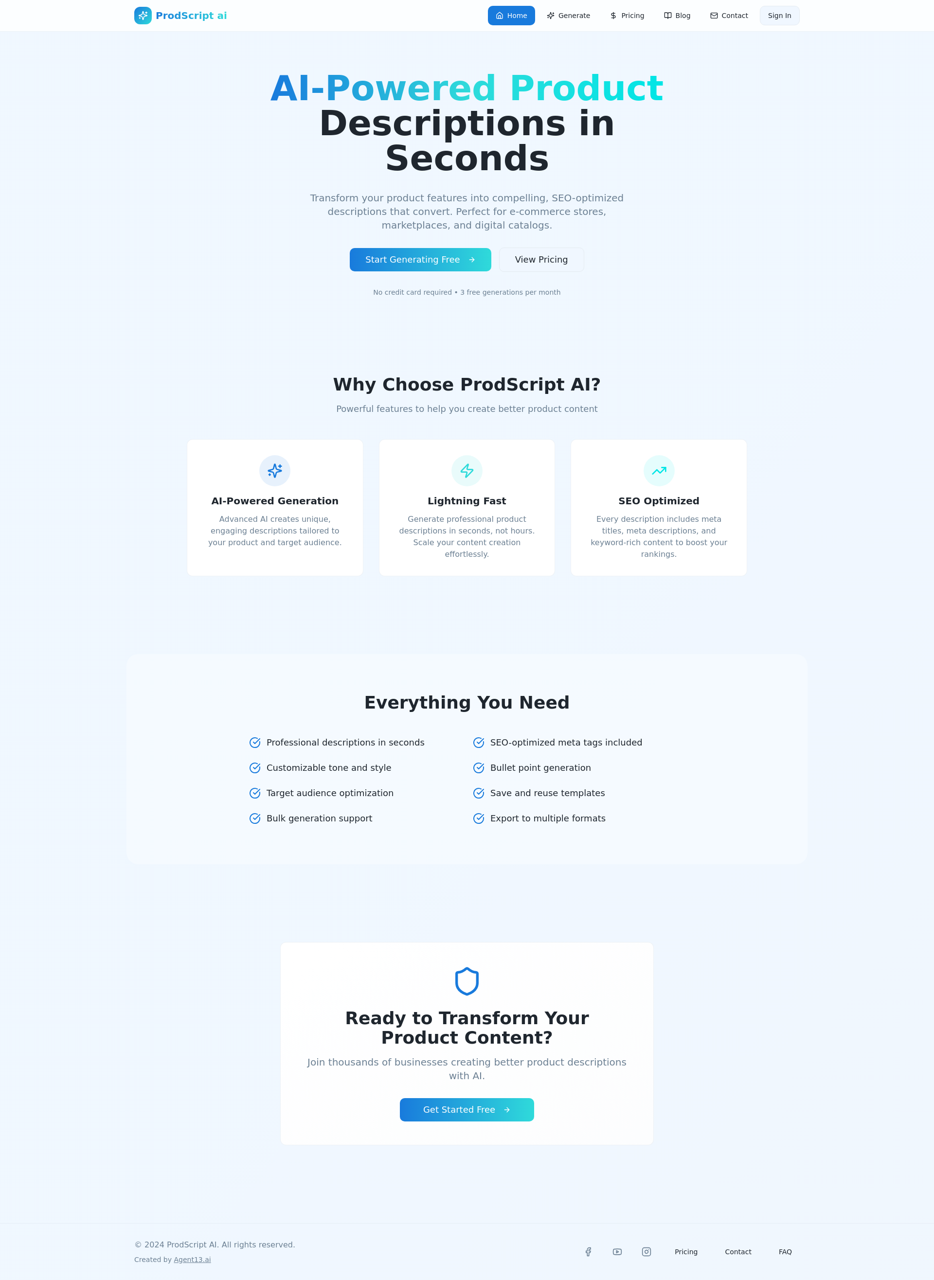 ProdScript ai - AI-Powered Product Description Generator