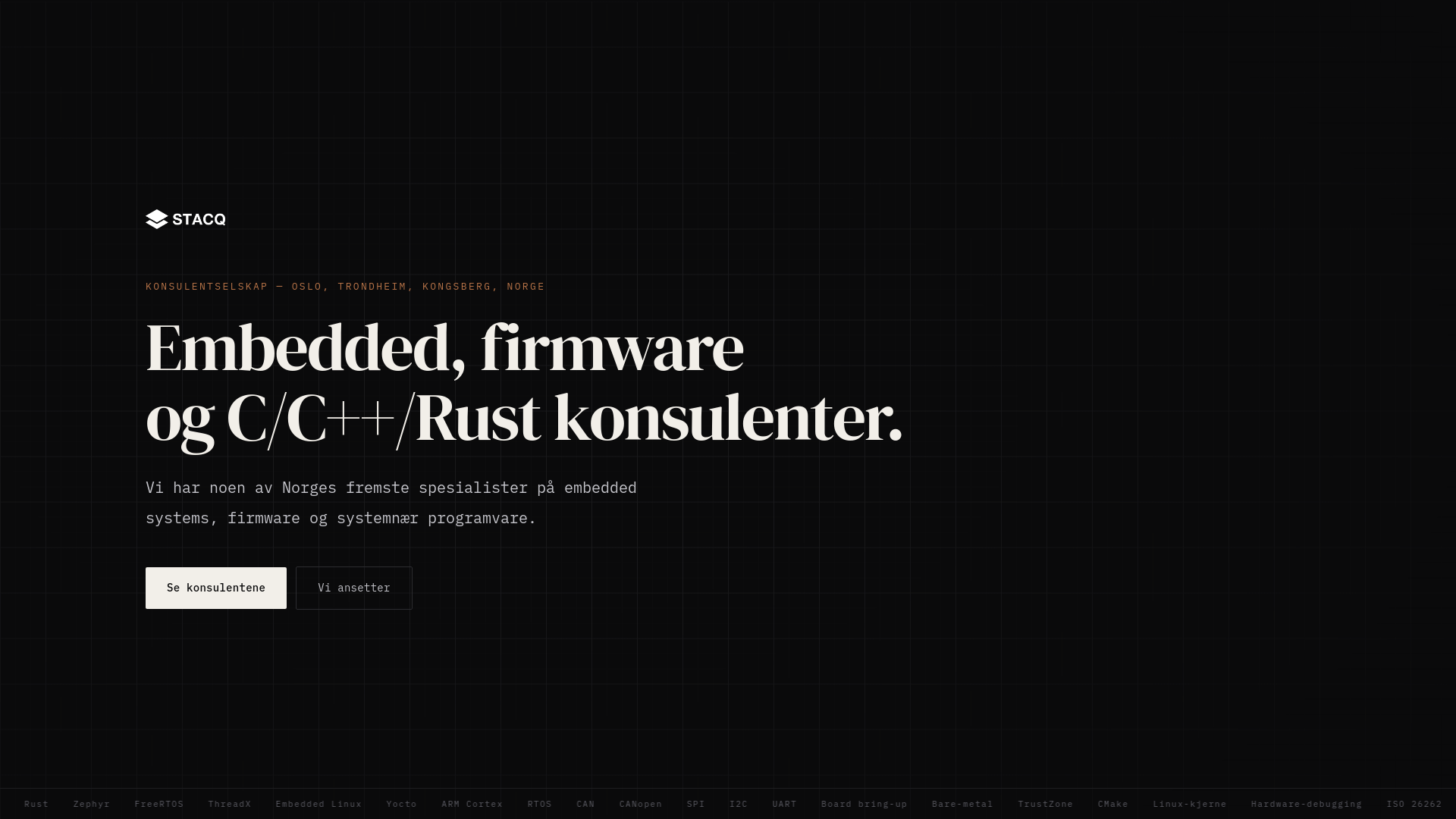 STACQ – Embedded, firmware og C/C++/Rust konsulenter
